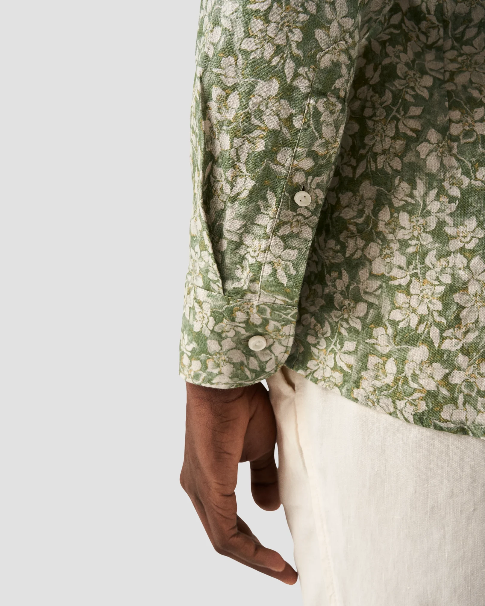 Eton - beige floral linen shirt
