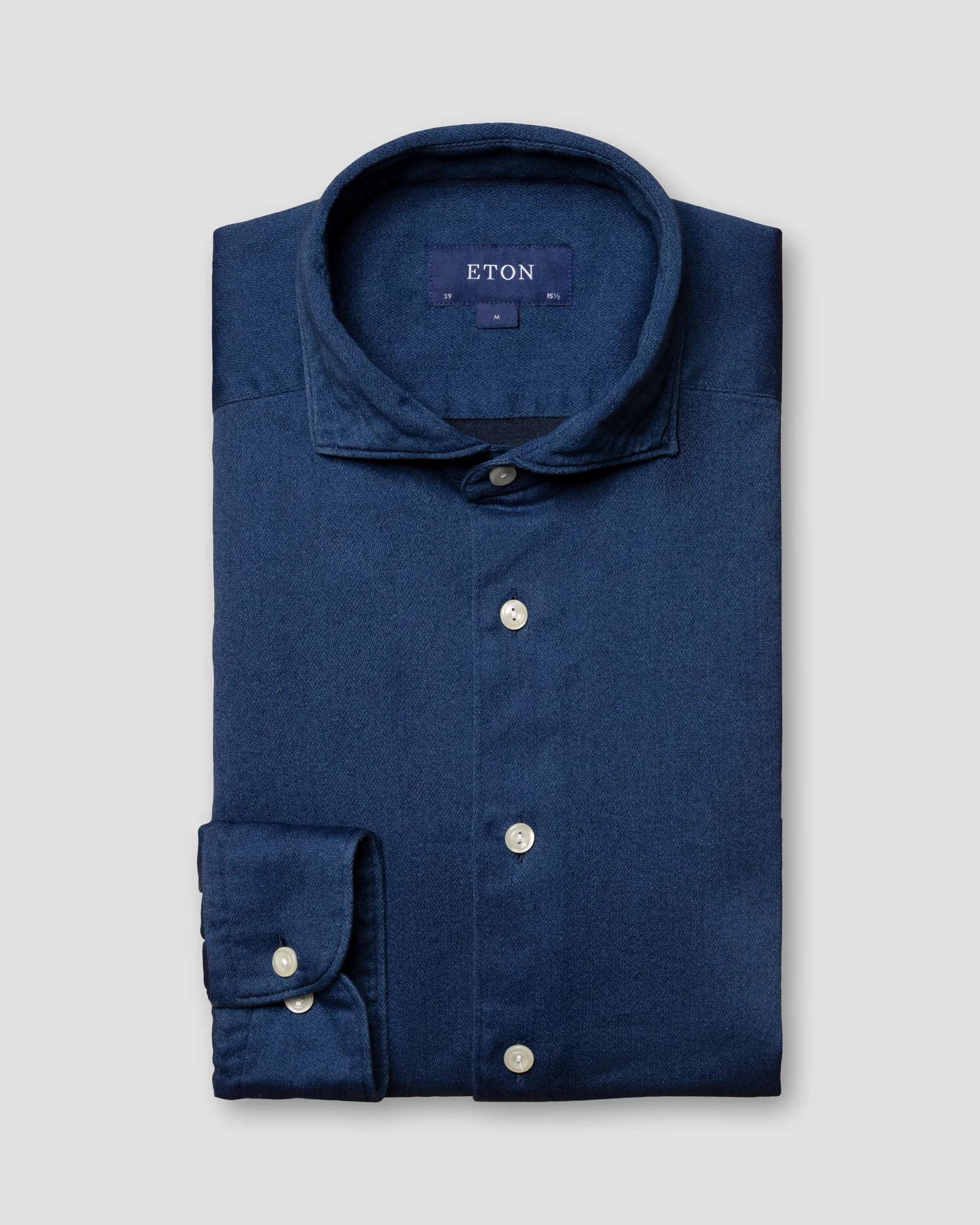 Eton - dark satin indigo shirt