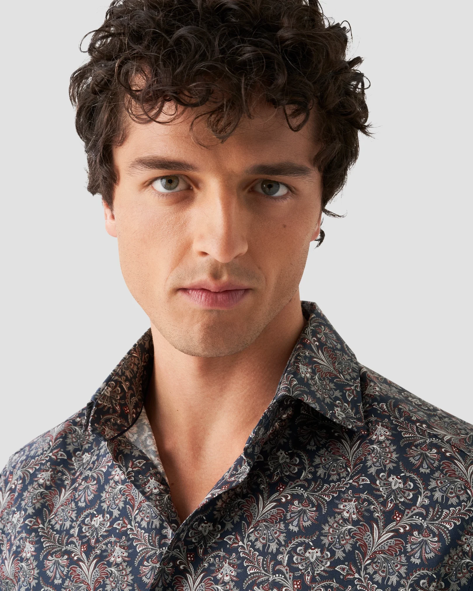 Eton - navy blue twill cut away paisley
