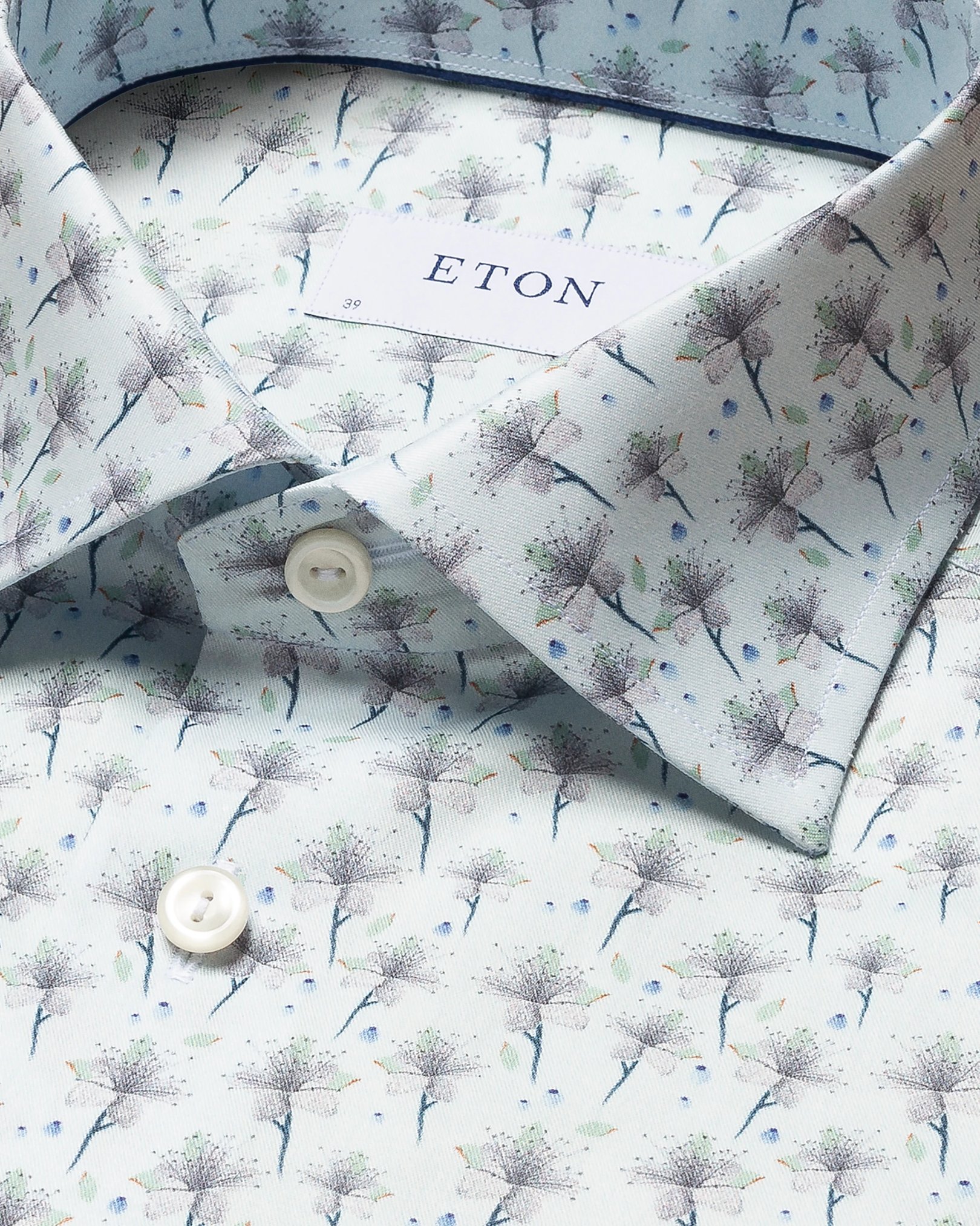 Eton - light blue signature twill floral print