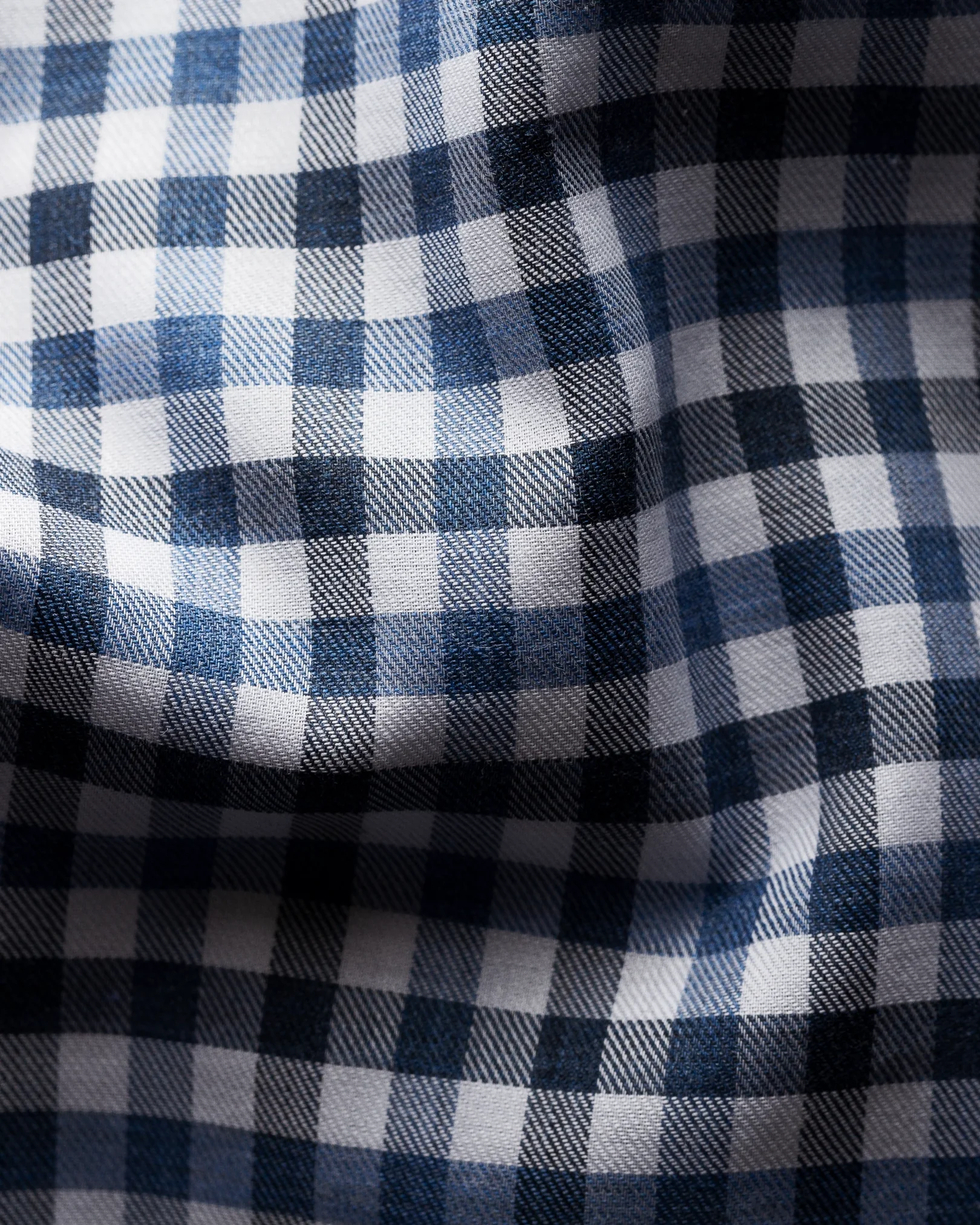 Eton - blue on white checked flanell shirt