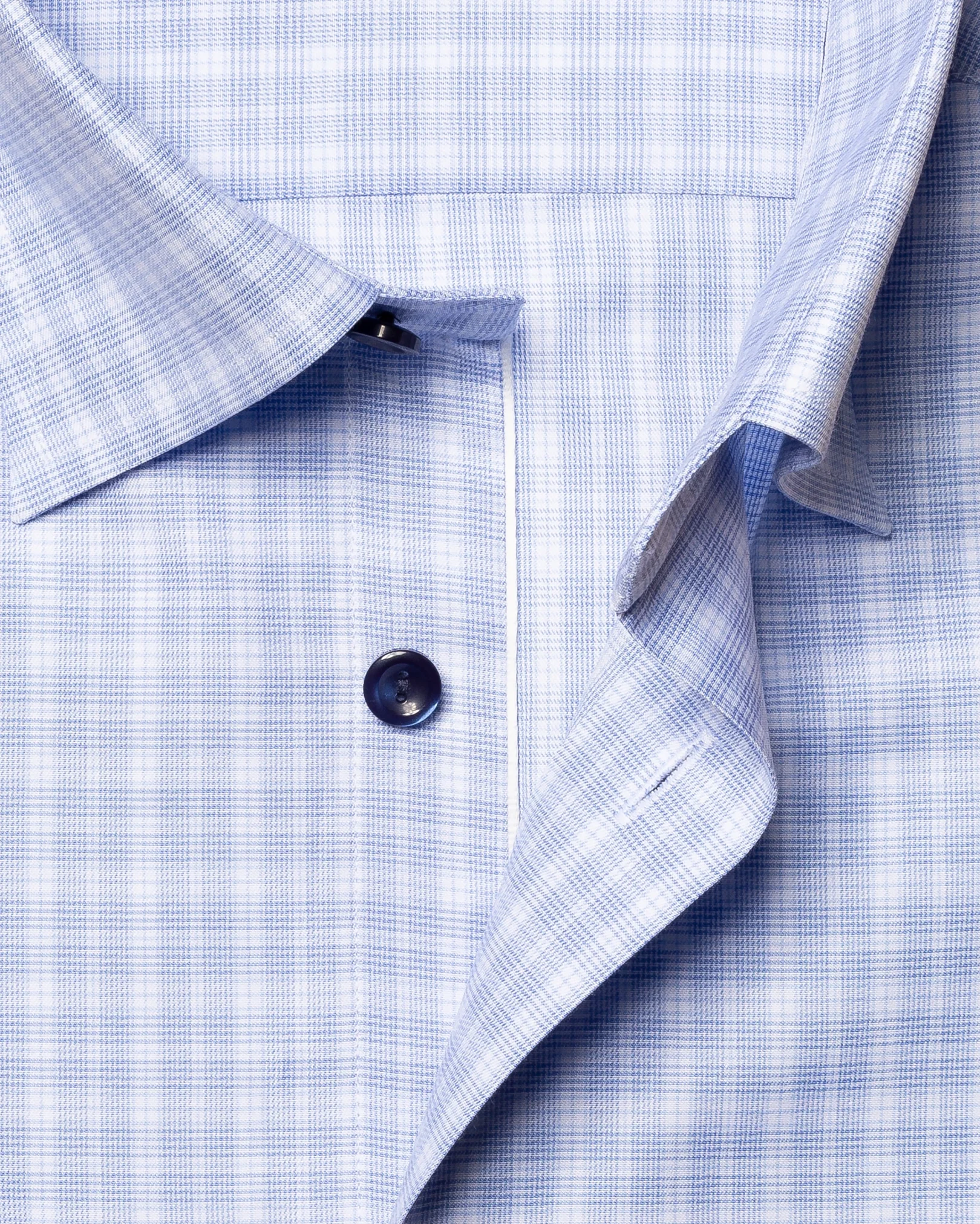 Eton - light blue cotton tencel stretch button under single contemporary