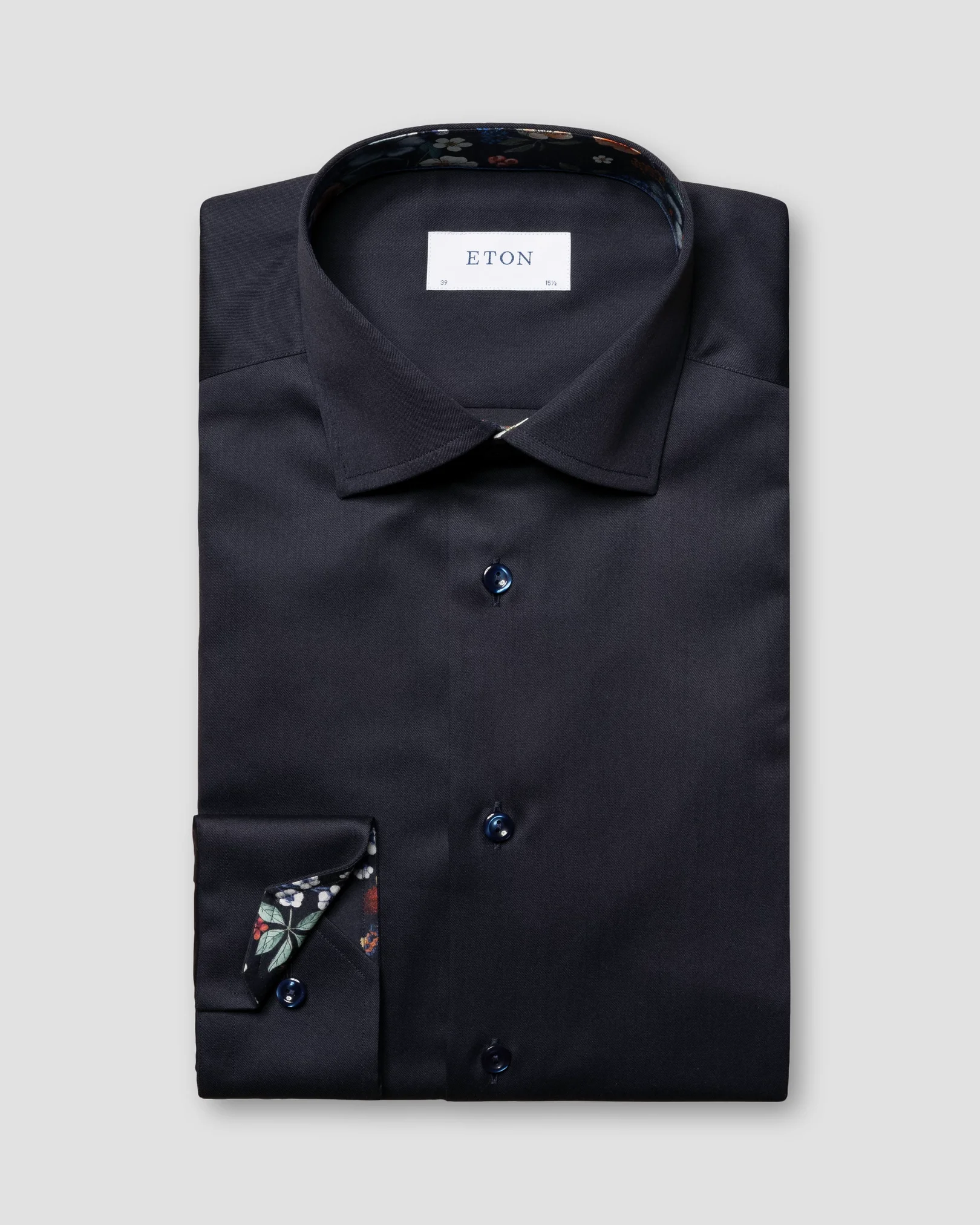 Eton - navy blue signature twill shirt with special details