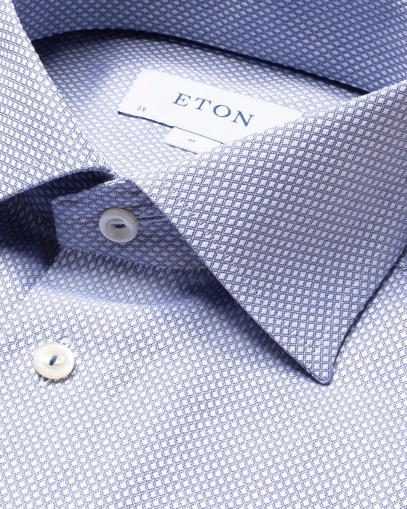 Eton - dusty blue diamond dobby shirt