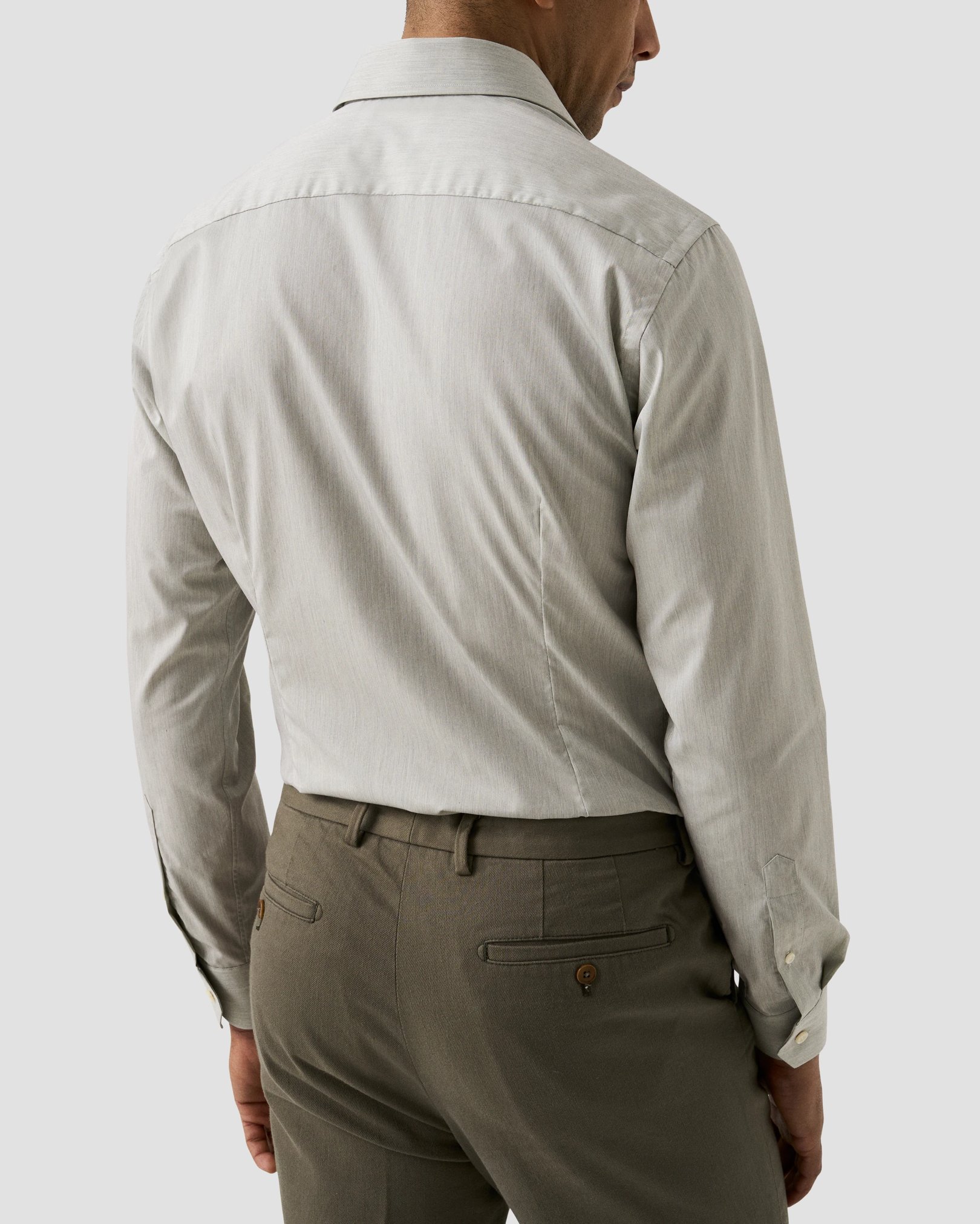 Eton - light green solid fine twill shirt