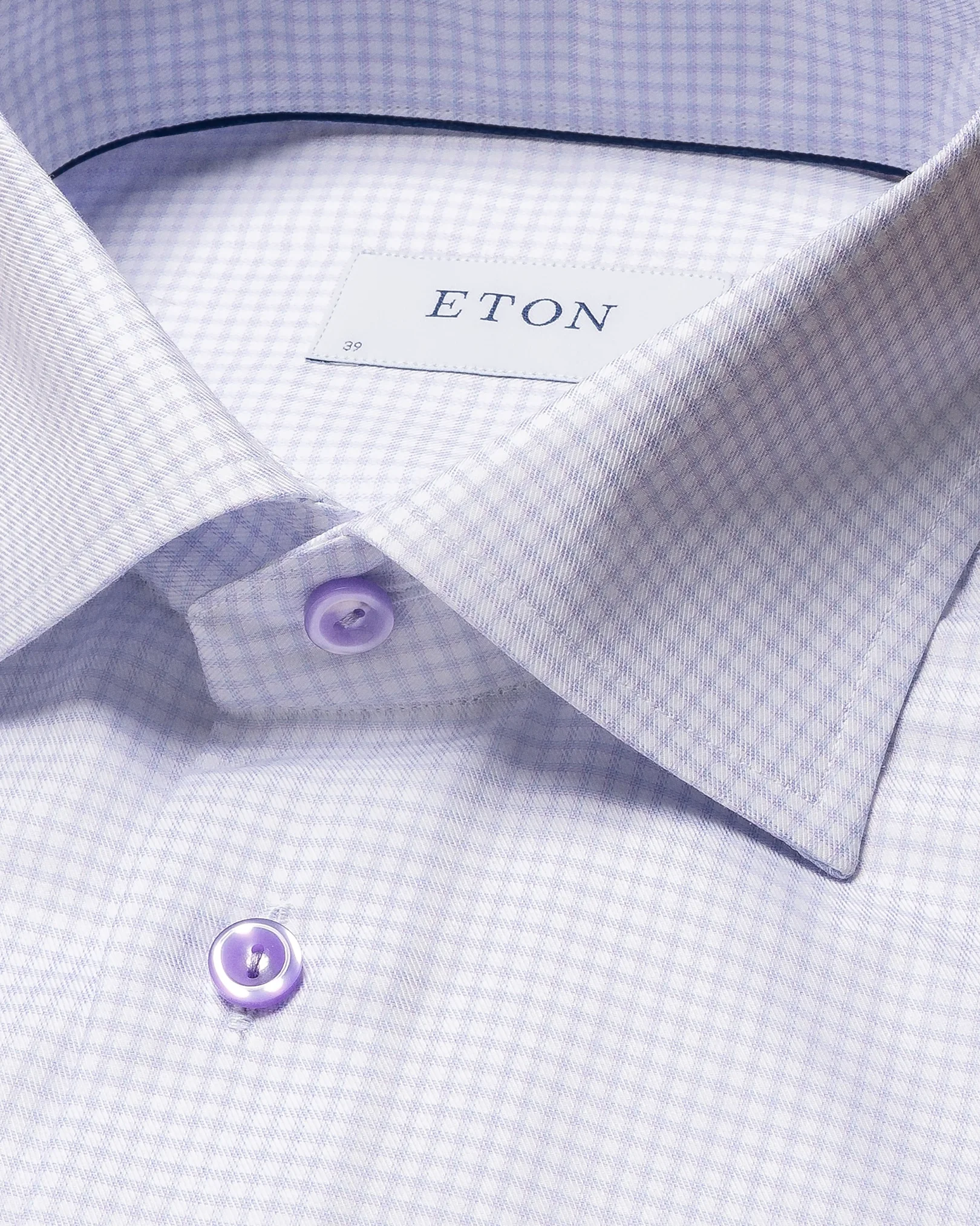 Eton - purple mini checked signature twill shirt