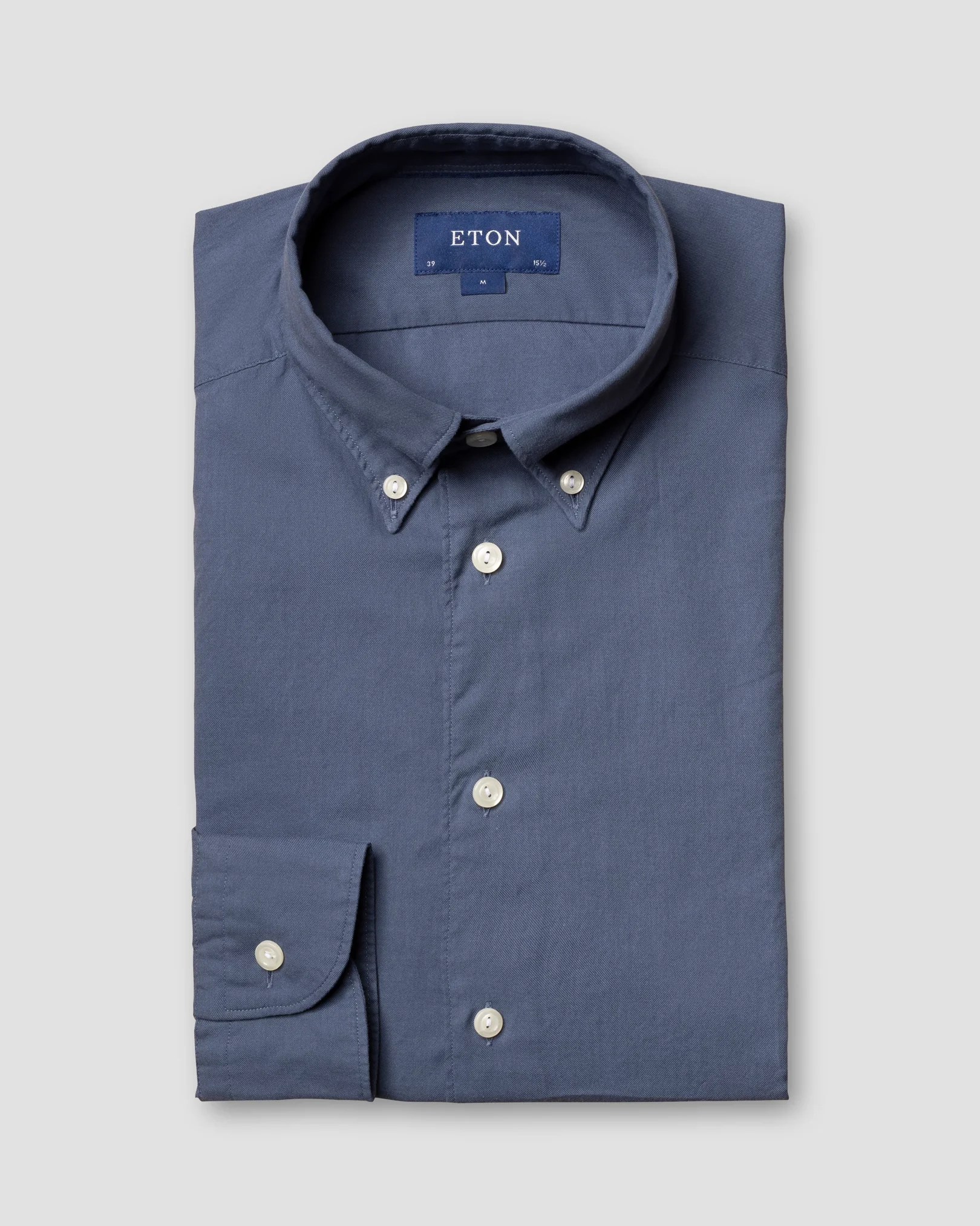 Eton - dusty blue lightweight flannel shirt