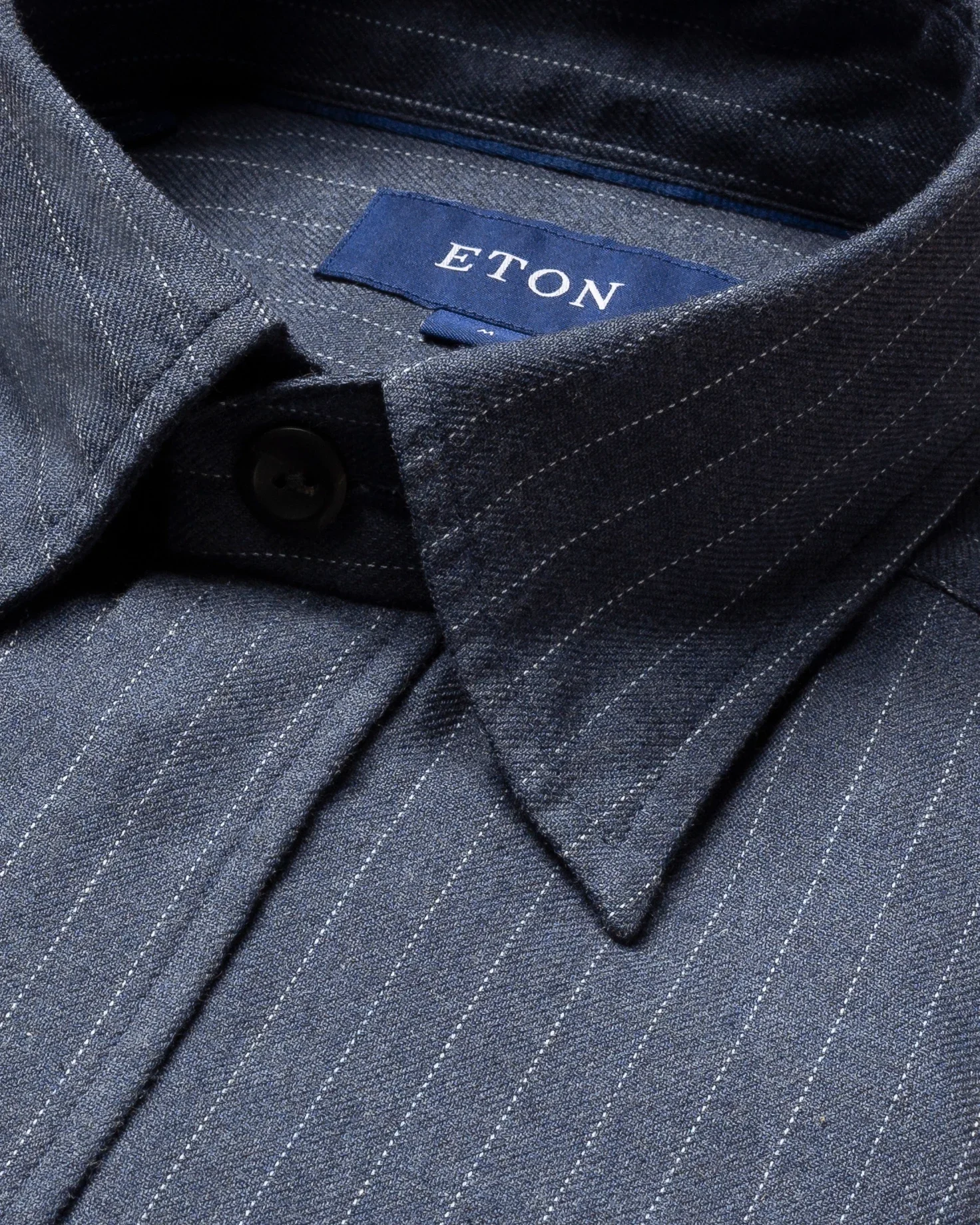 Eton - blue pinstripe four pocket overshirt