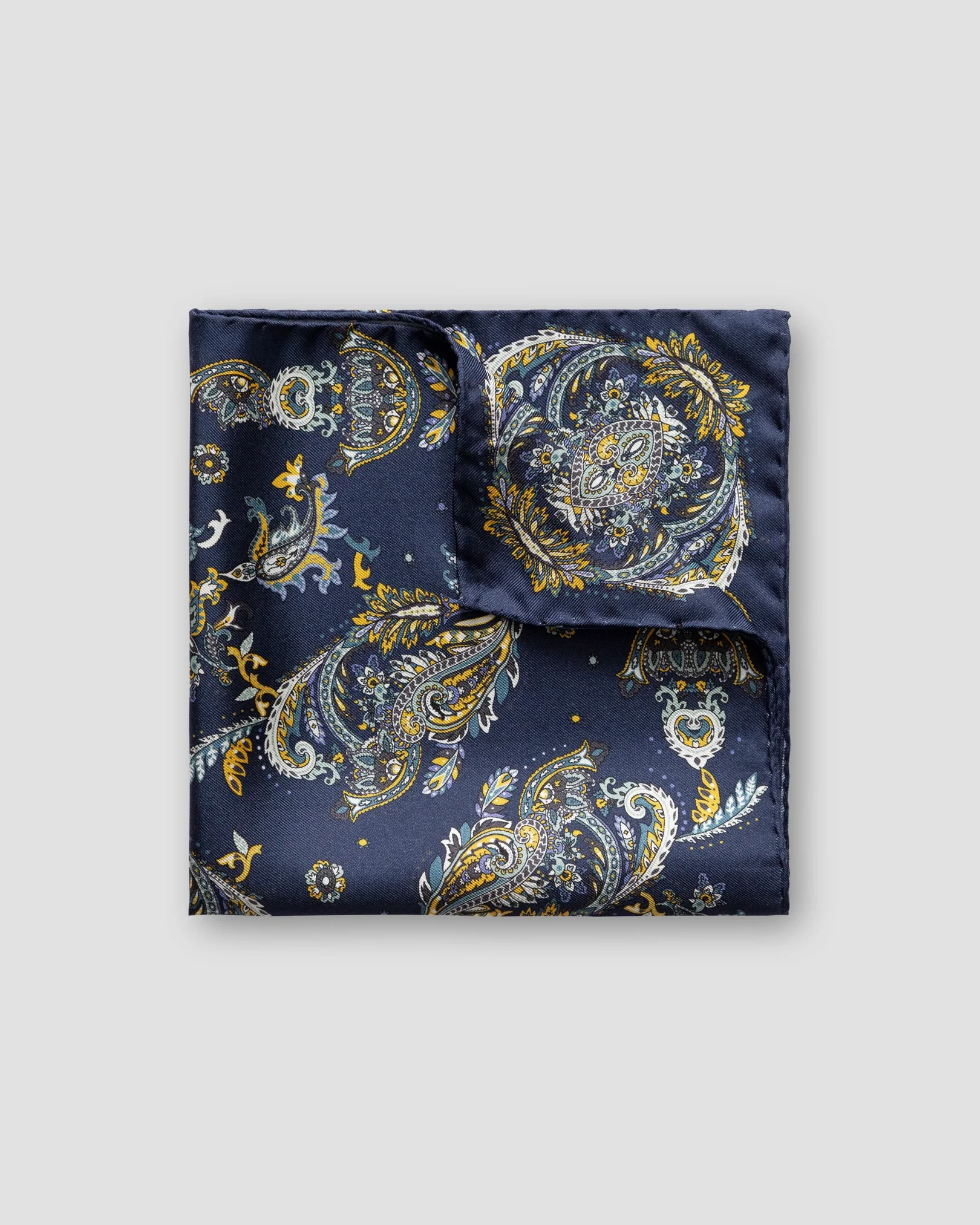 Eton - navy detailed paisley pocket square
