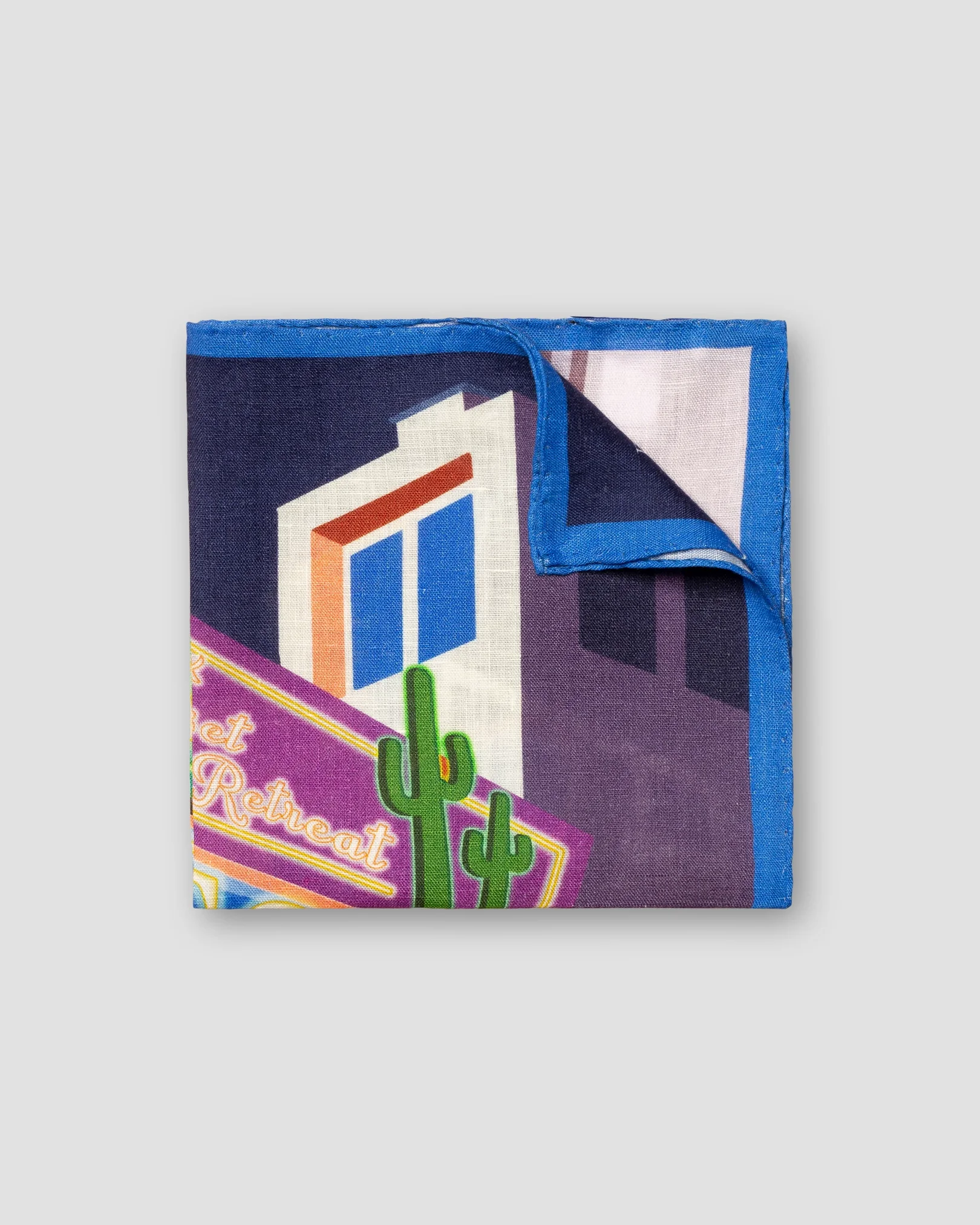 Eton - blue rest relax retreat print silk pocket square