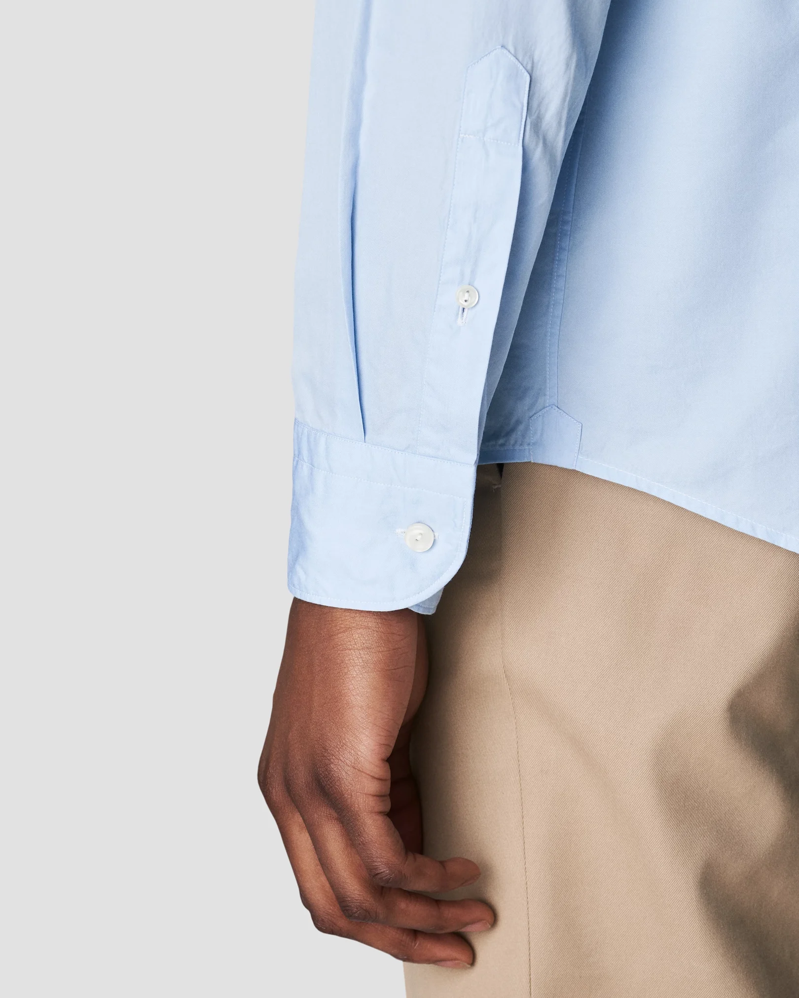 Eton - light blue twill cotton tencel blend