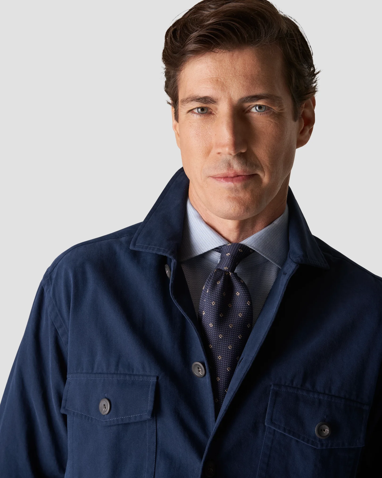 Eton - navy brushed twill overshirt