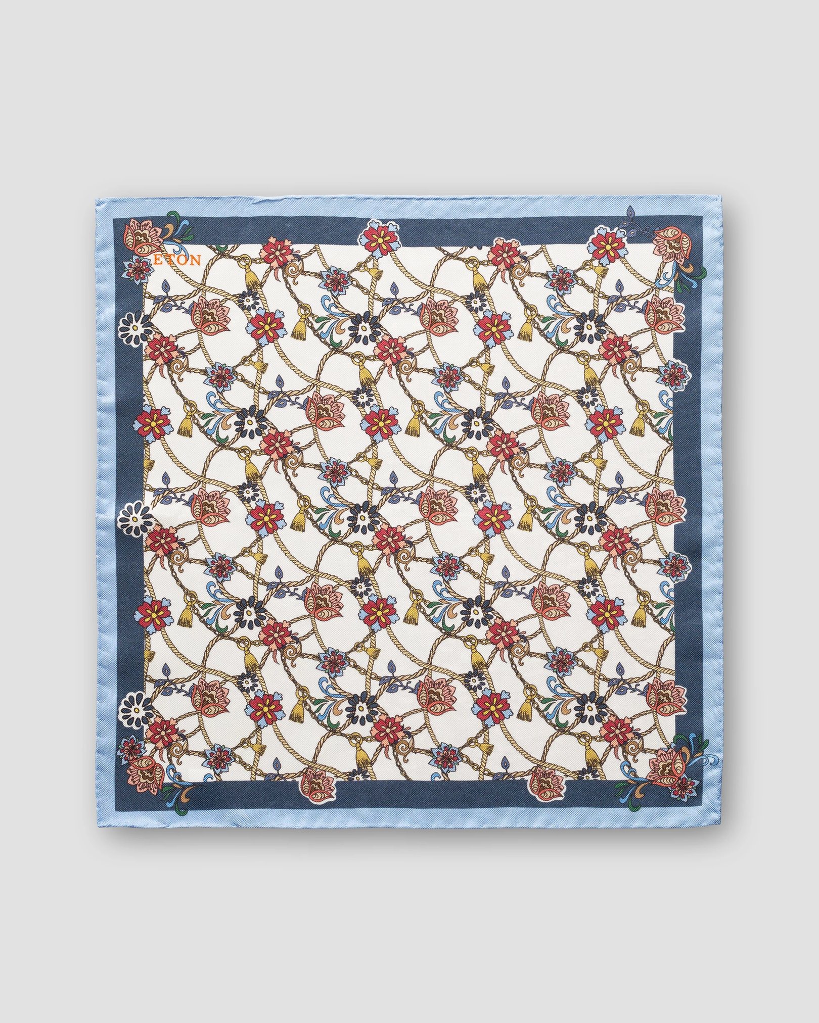 Eton - red chandelier print silk pocket square