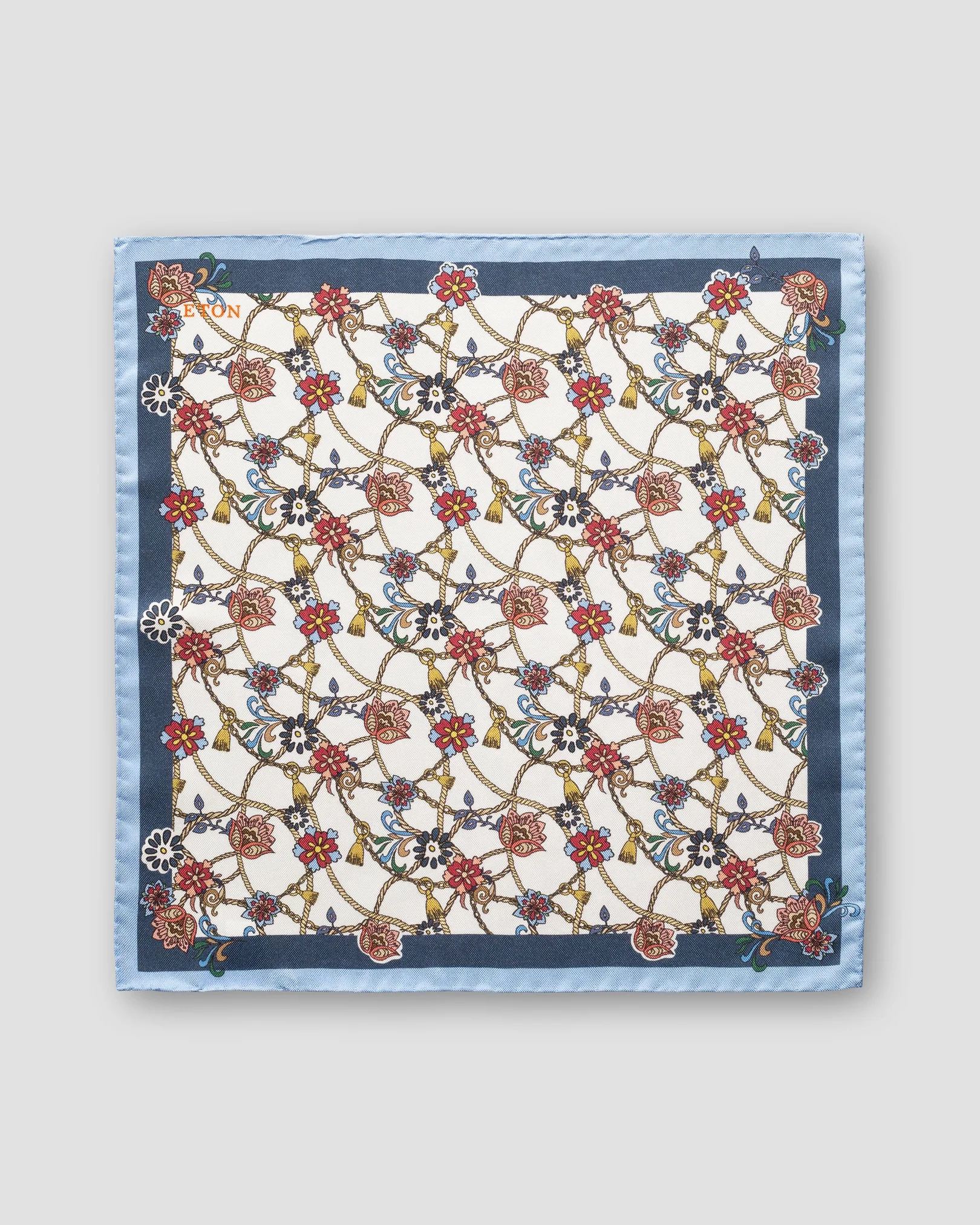 Eton - red chandelier print silk pocket square