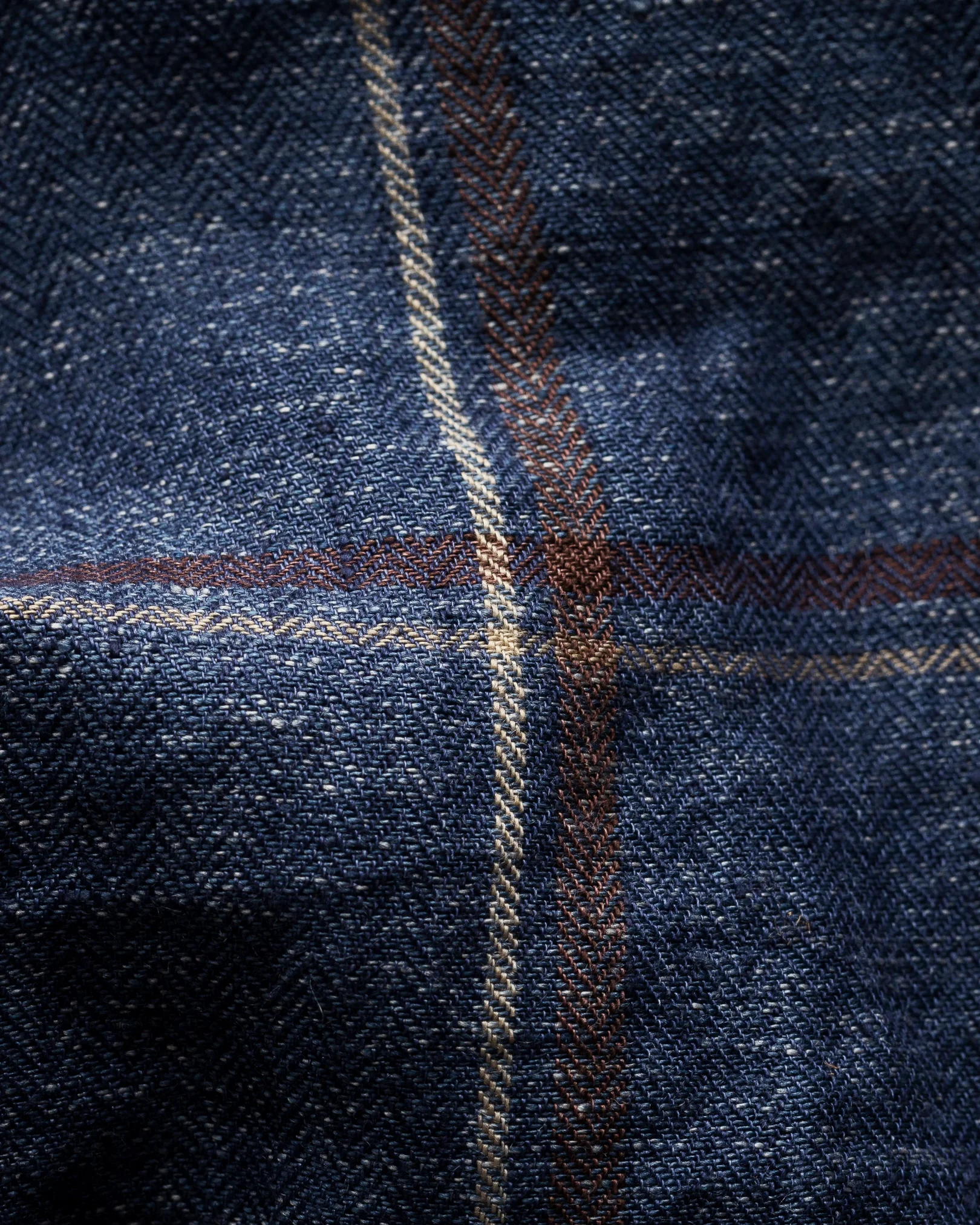 Eton - dark blue checked linen overshirt