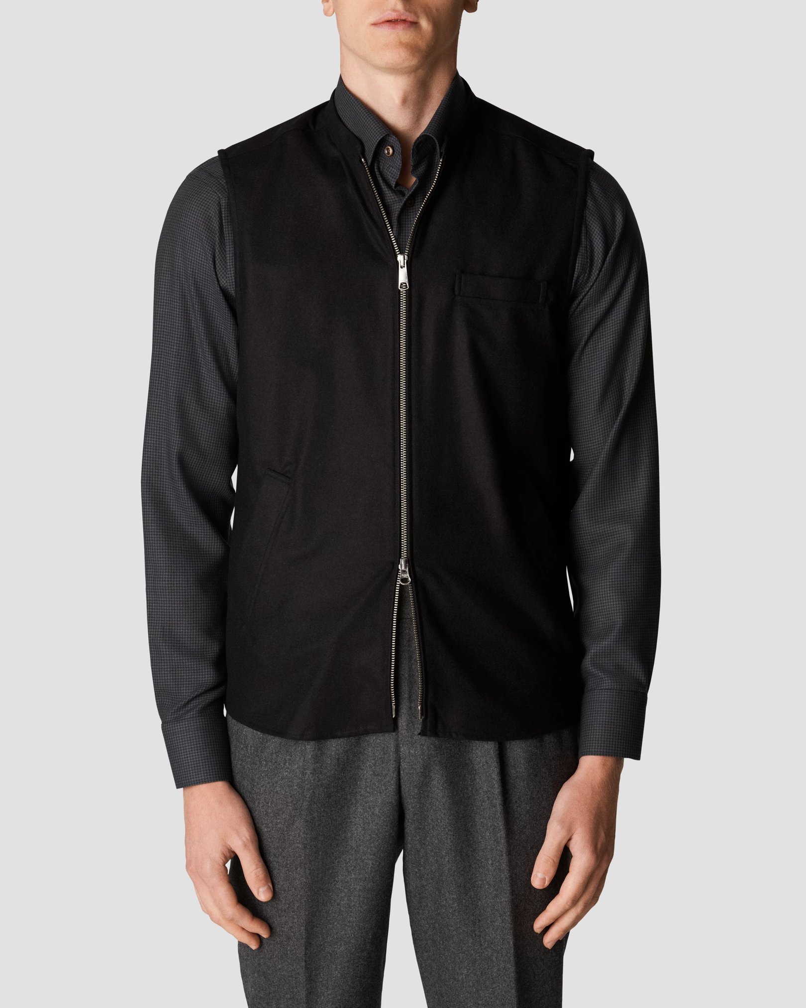Eton - black twill wool vest