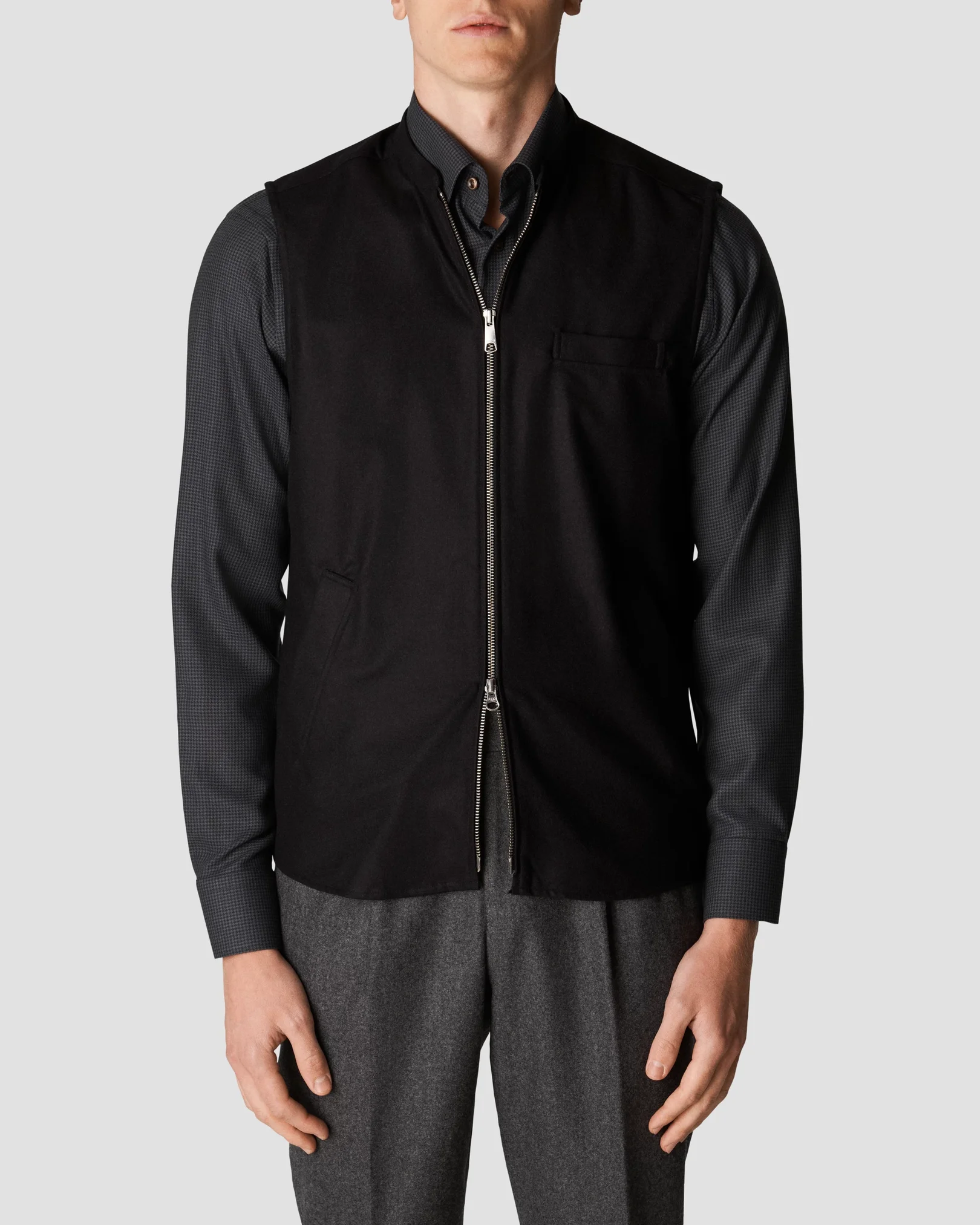 Eton - black twill wool vest