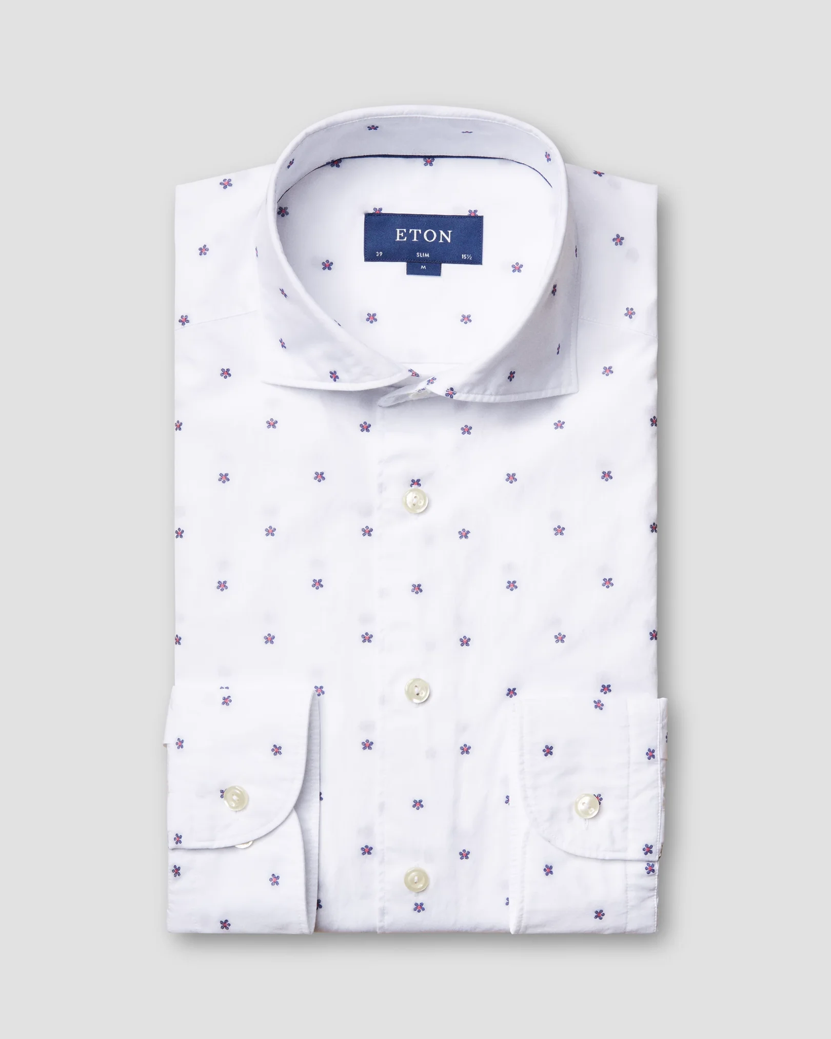 Eton - white signature twill wide spread single rounded slim