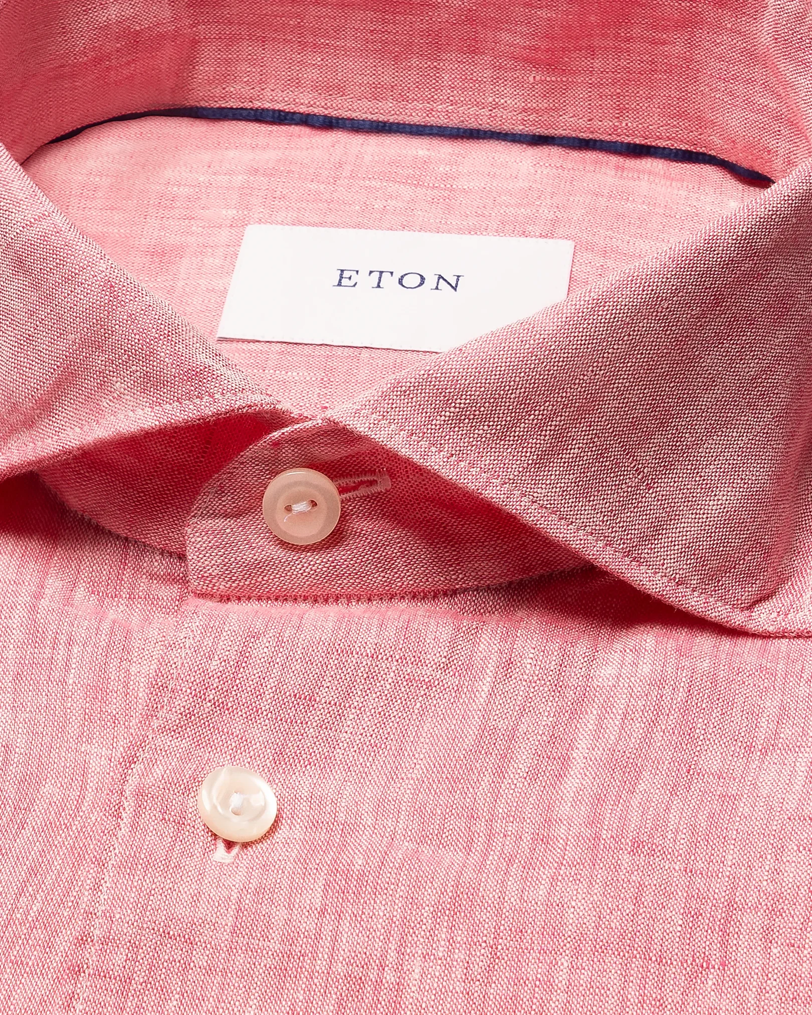 Eton - red solid plain weave linen shirt