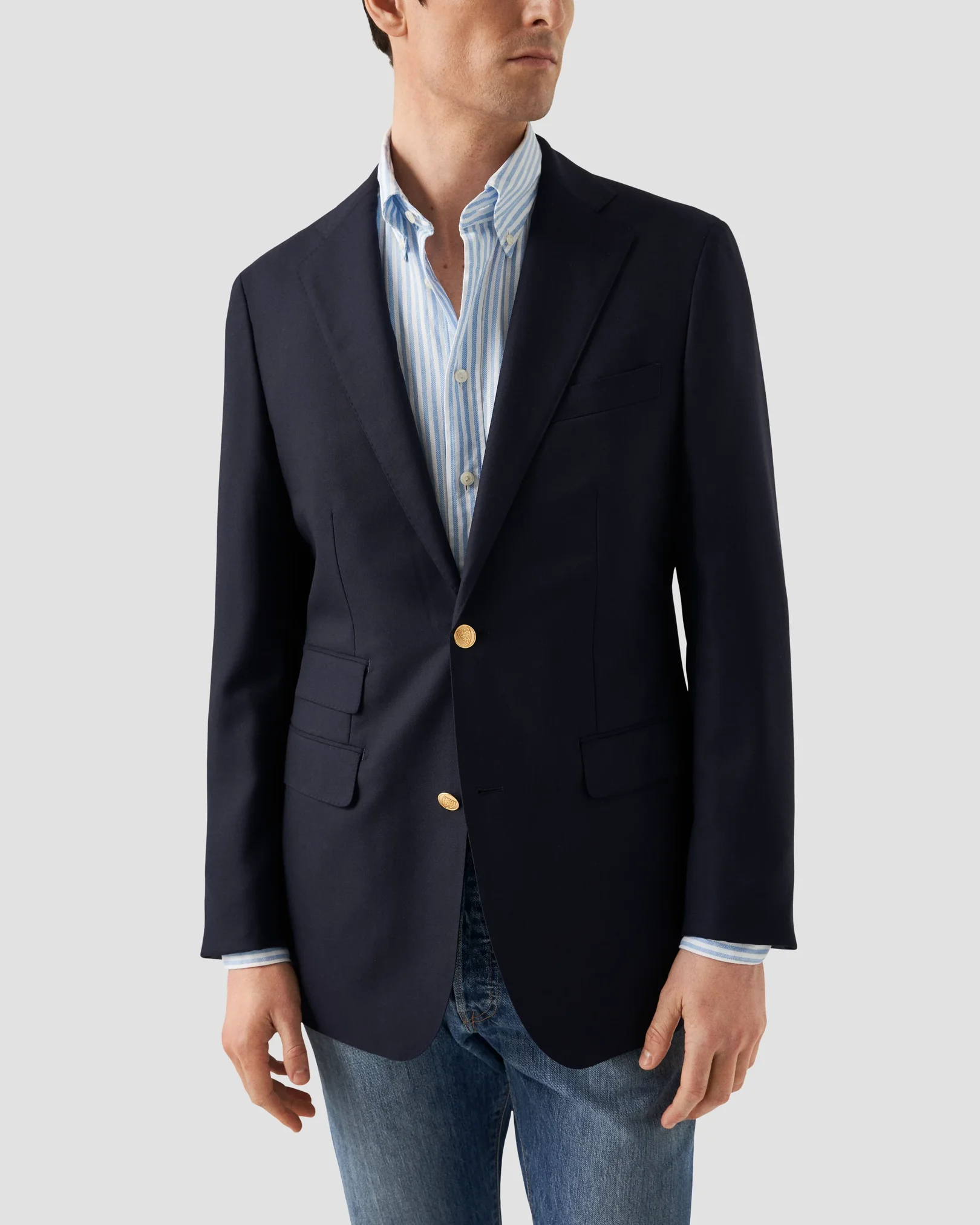 Eton - Light Blue Striped Royal Oxford Shirt