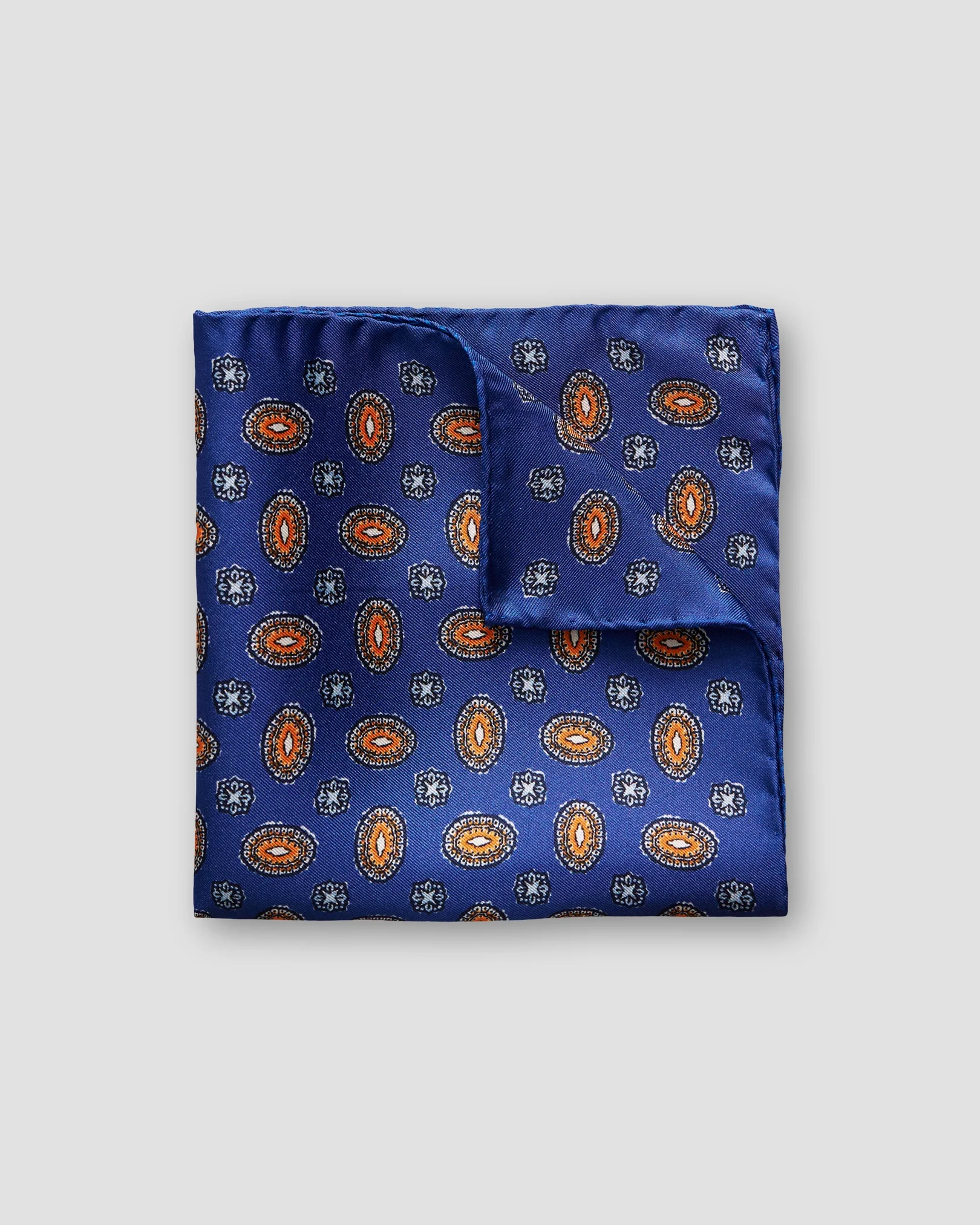 Eton - navy orange geometric pocket square