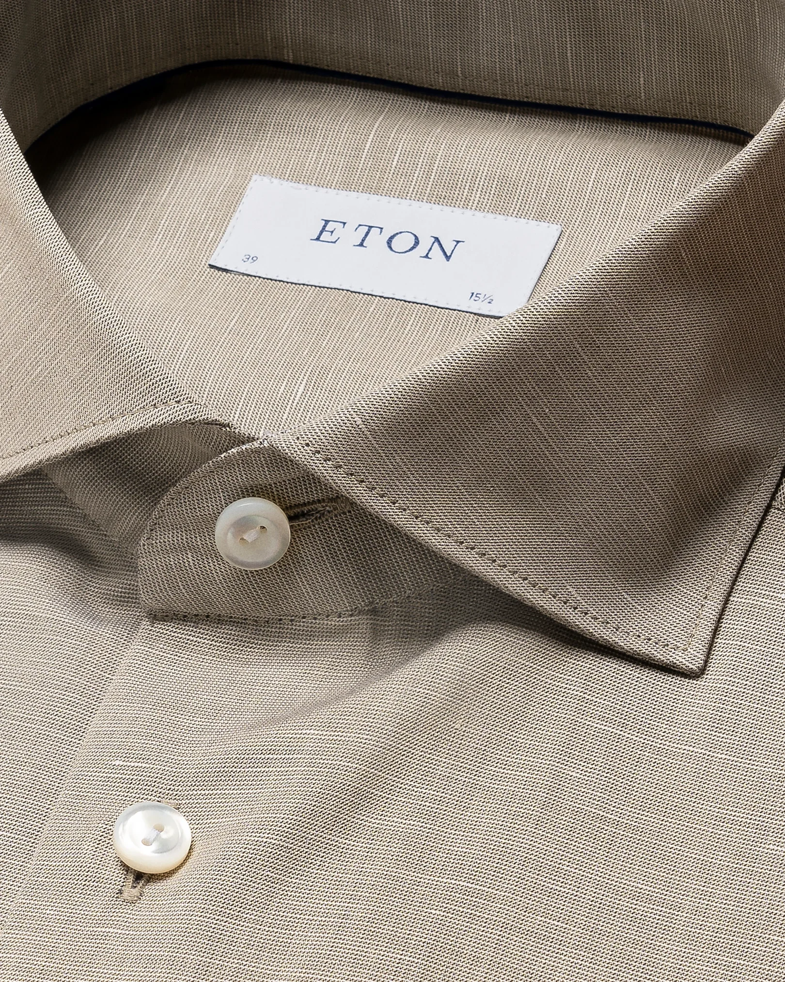 Eton - solid dark green cotton linen shirt