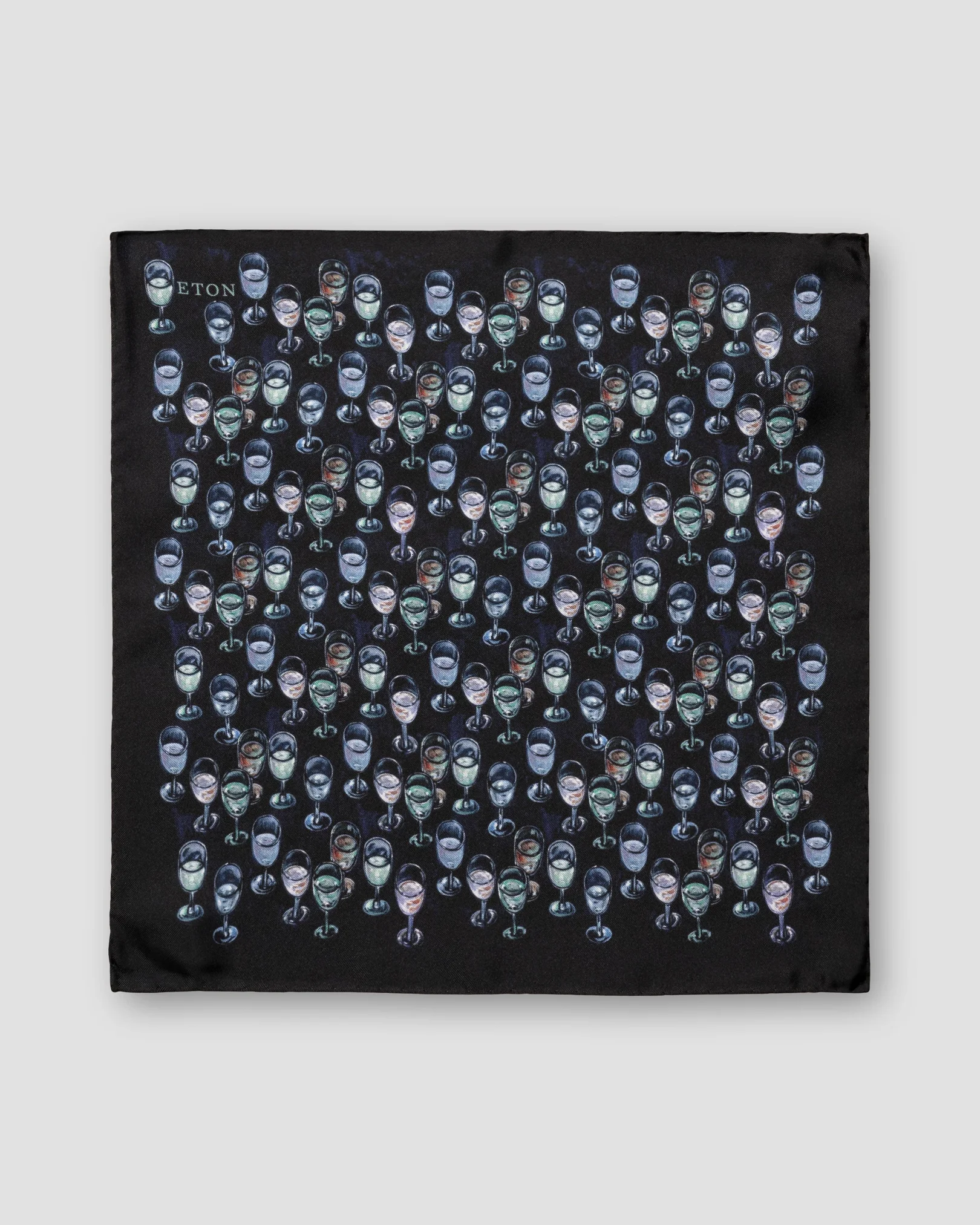 Eton - dark grey tonal glass pocket square