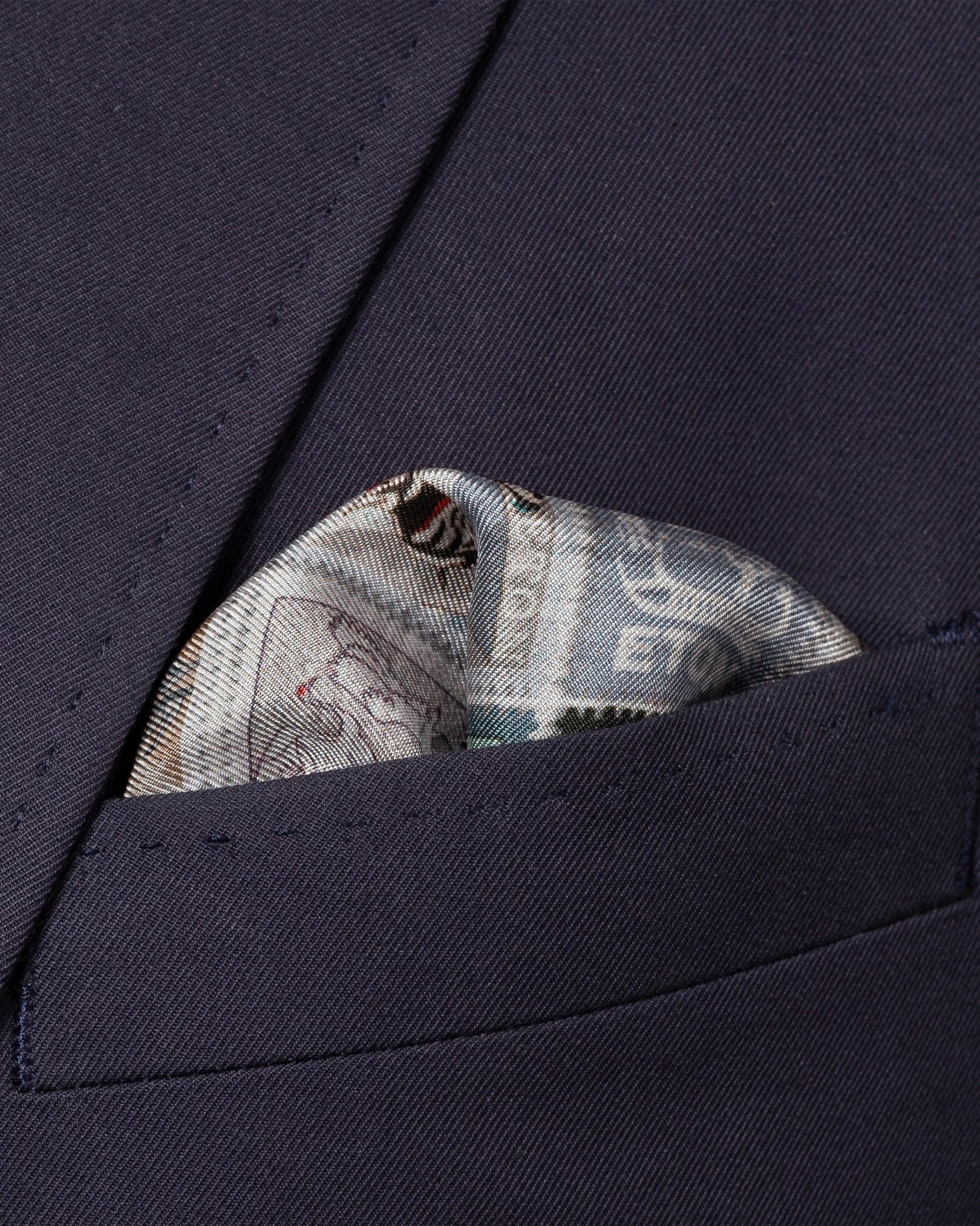 Eton - gray postage print silk pocket square