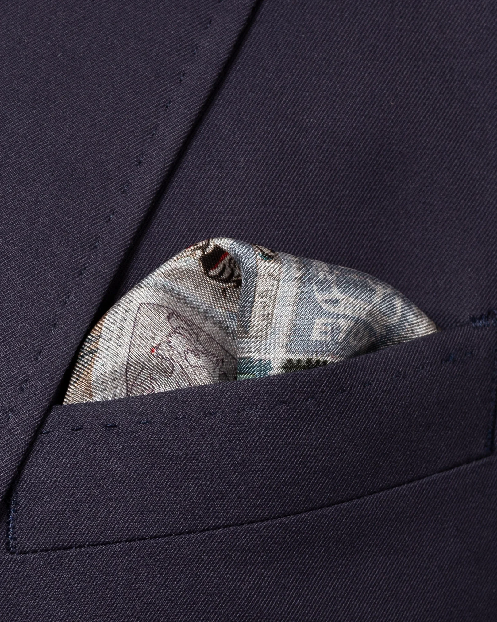 Eton - gray postage print silk pocket square