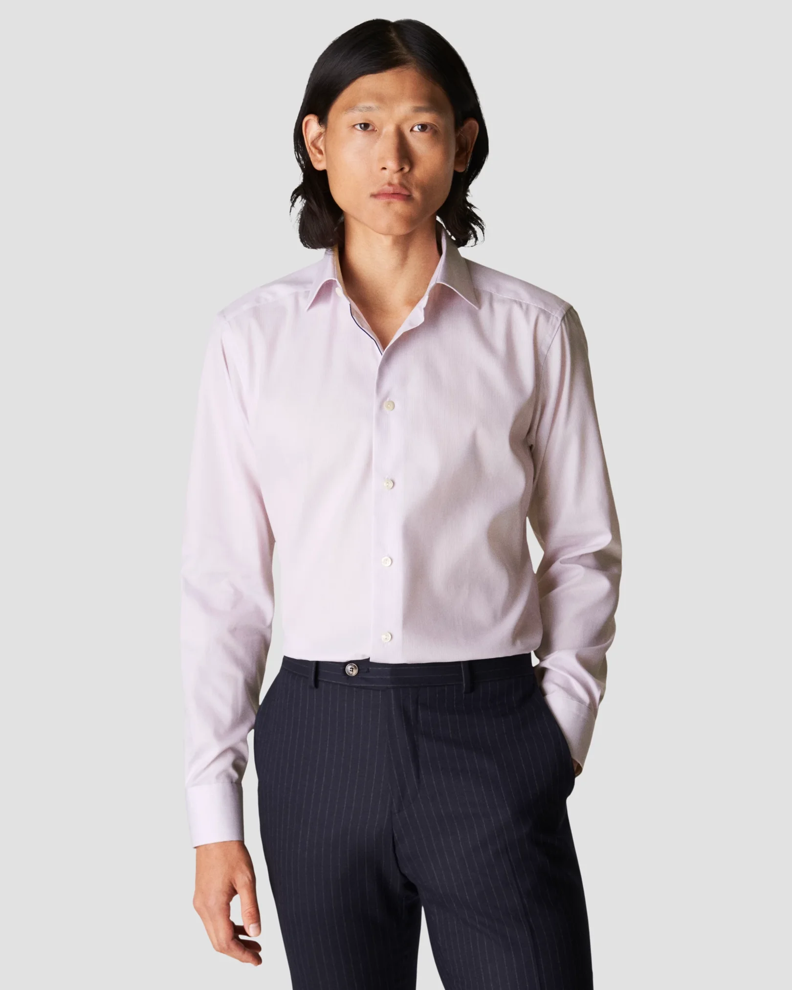 Eton - pink twill hairline shirt