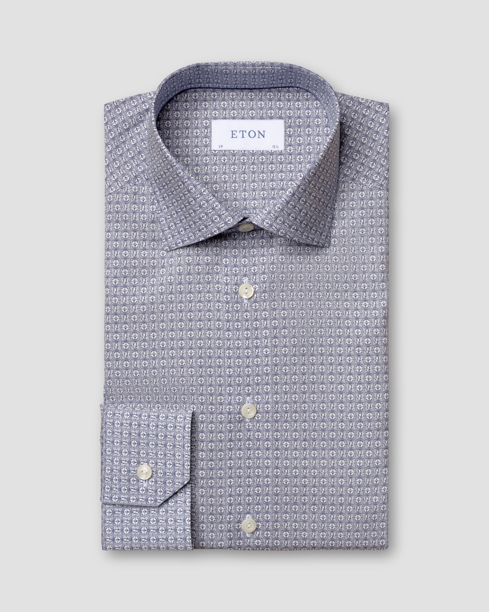 Eton - art deco logo print poplin shirt