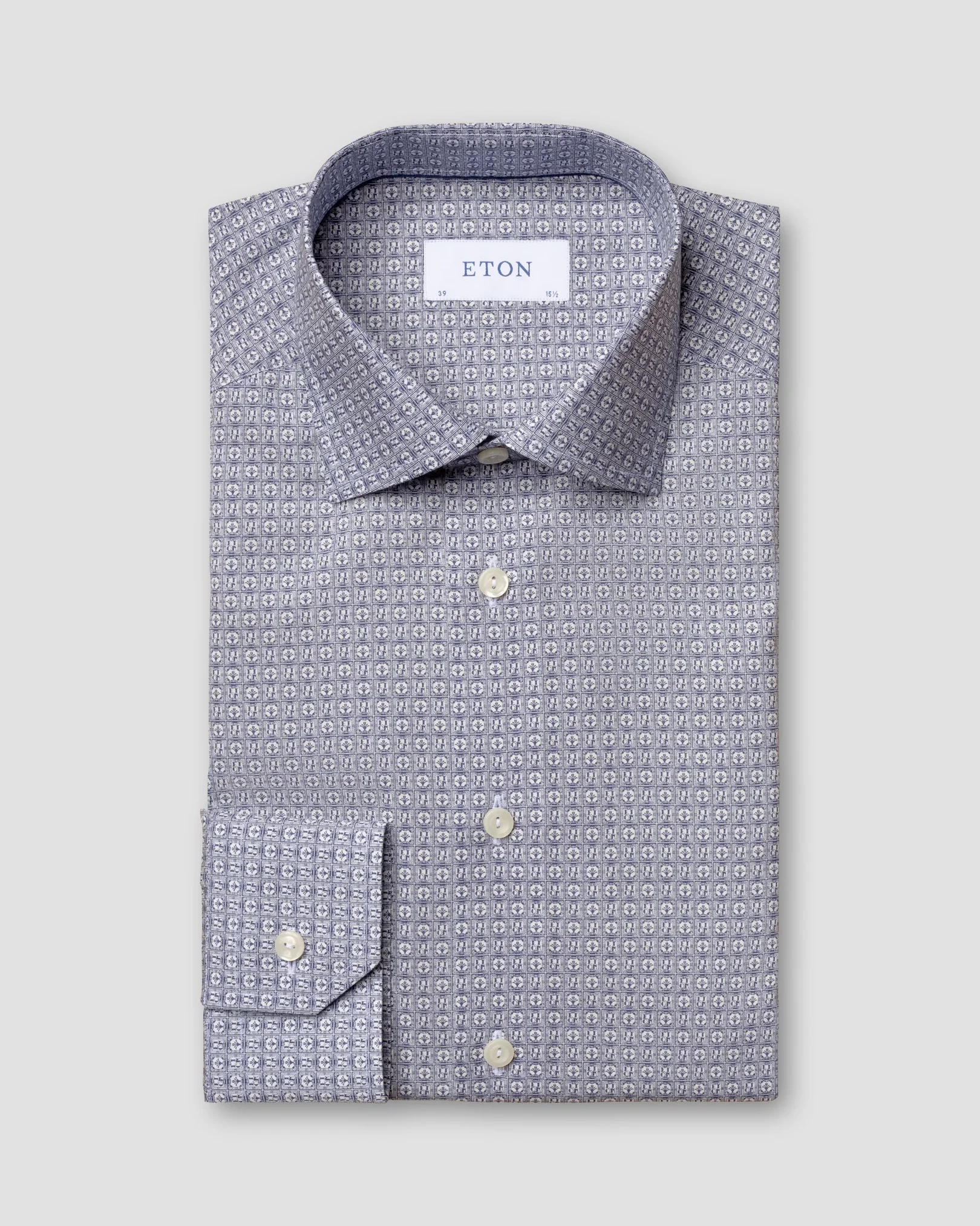 Eton - art deco logo print poplin shirt