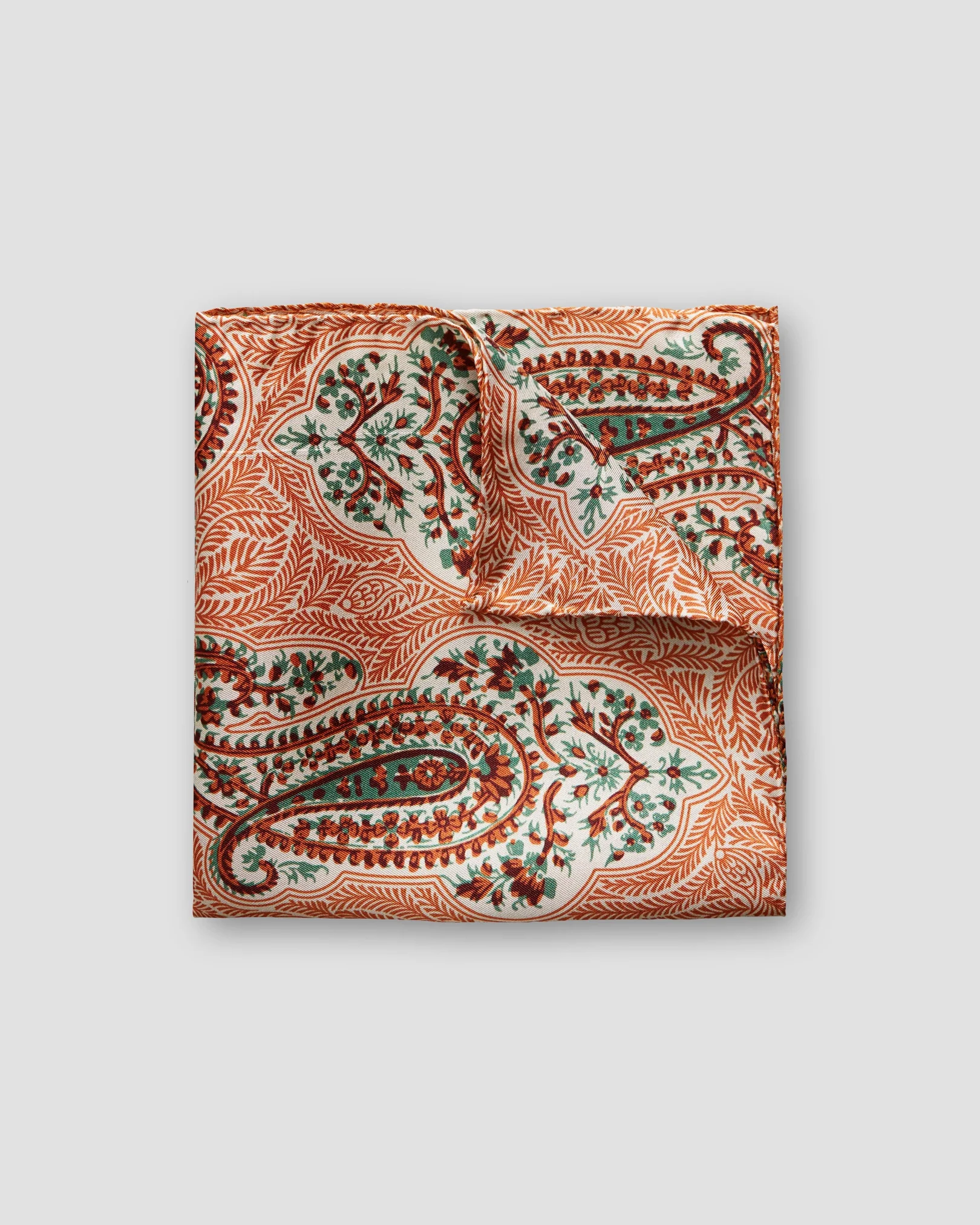 Eton - orange bold paisley pocket square