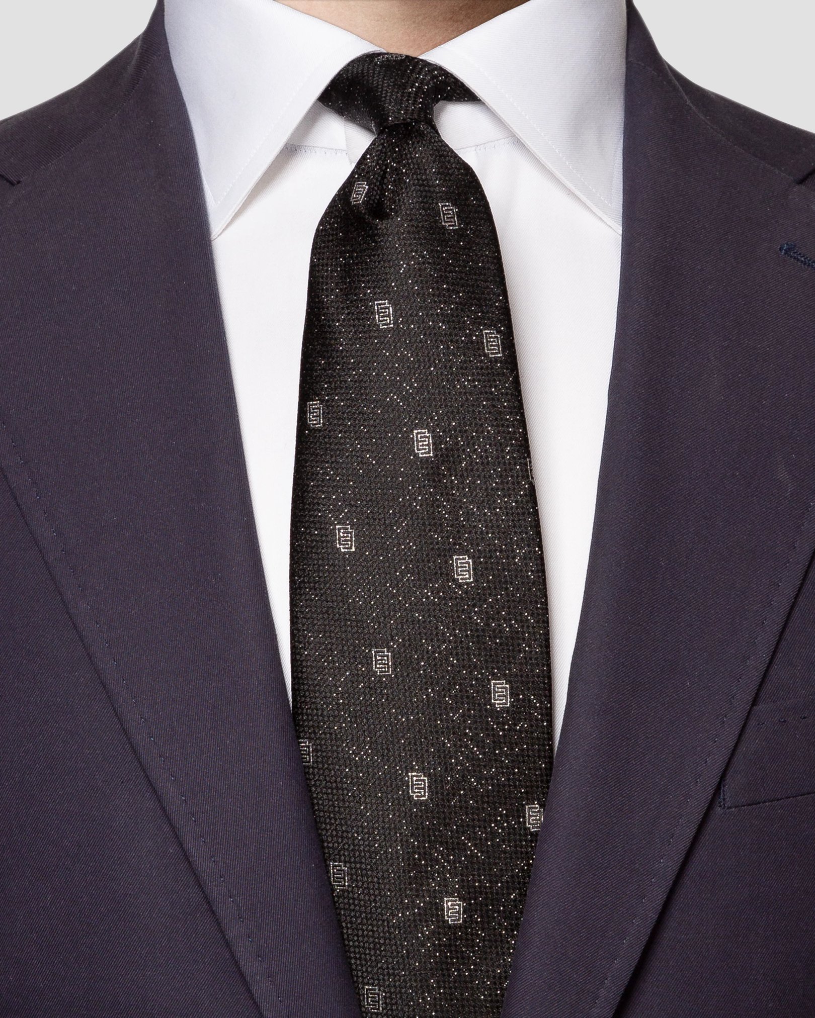 Eton - black double e printed tie
