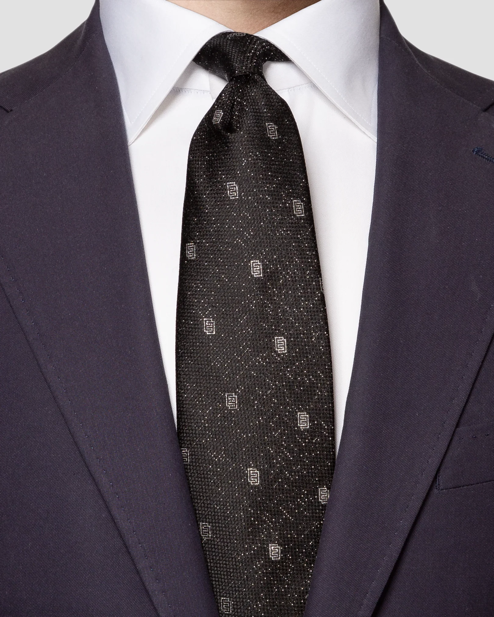Eton - black double e printed tie