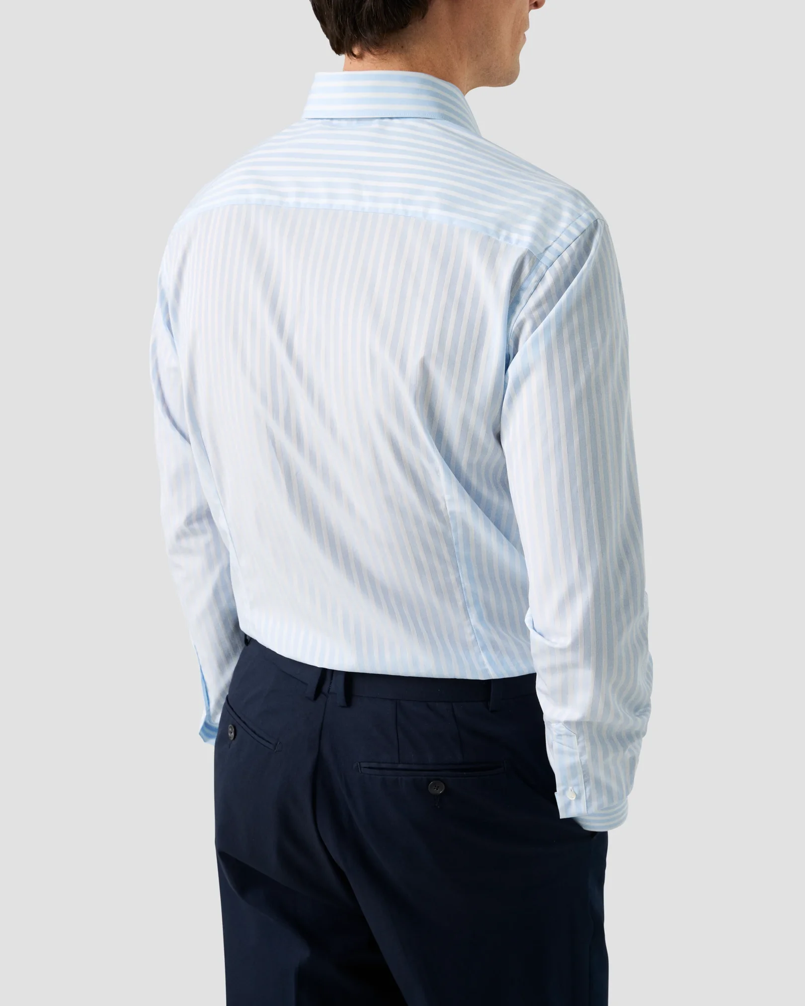 Eton - light blue bengal striped elevated pique shirt