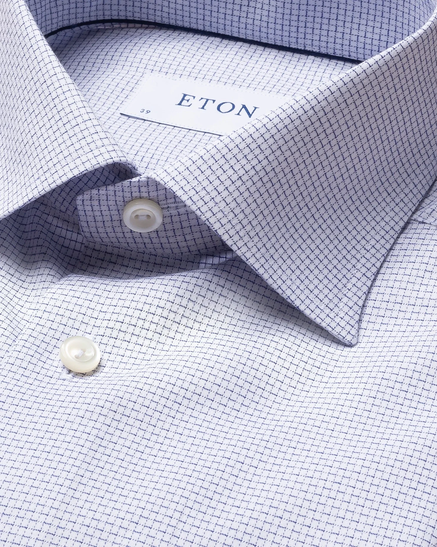 Eton - blue checked shirt navy details