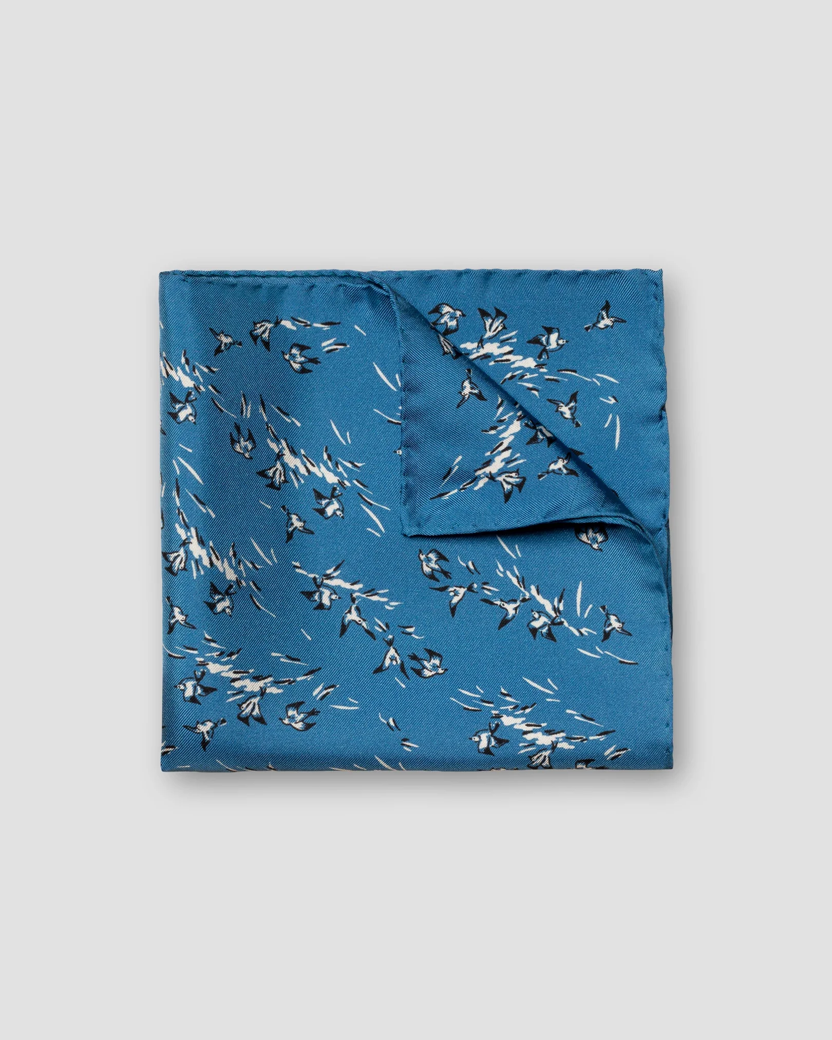 Eton - mid blue bird print silk pocket square