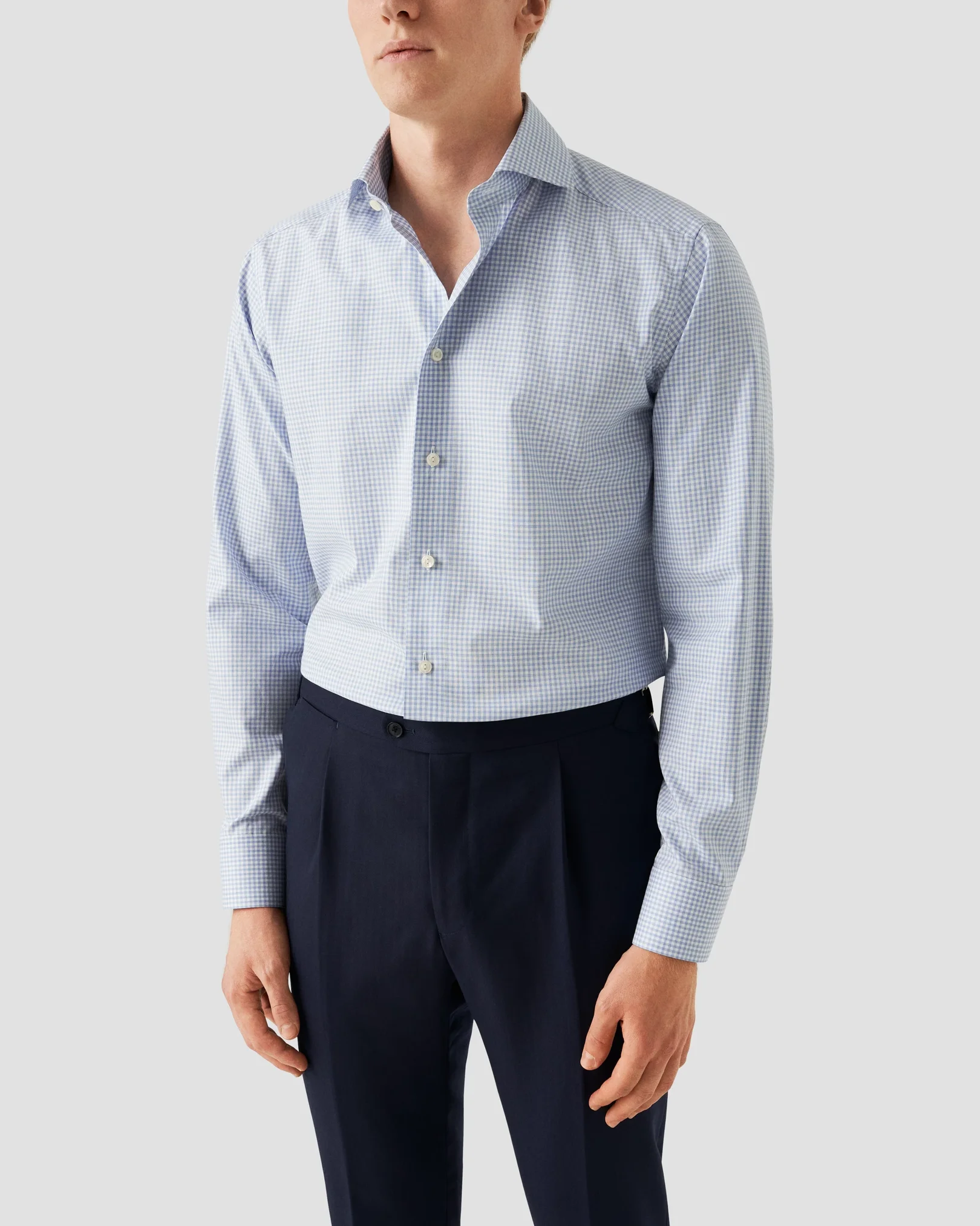 Eton - light blue check signature oxford shirt