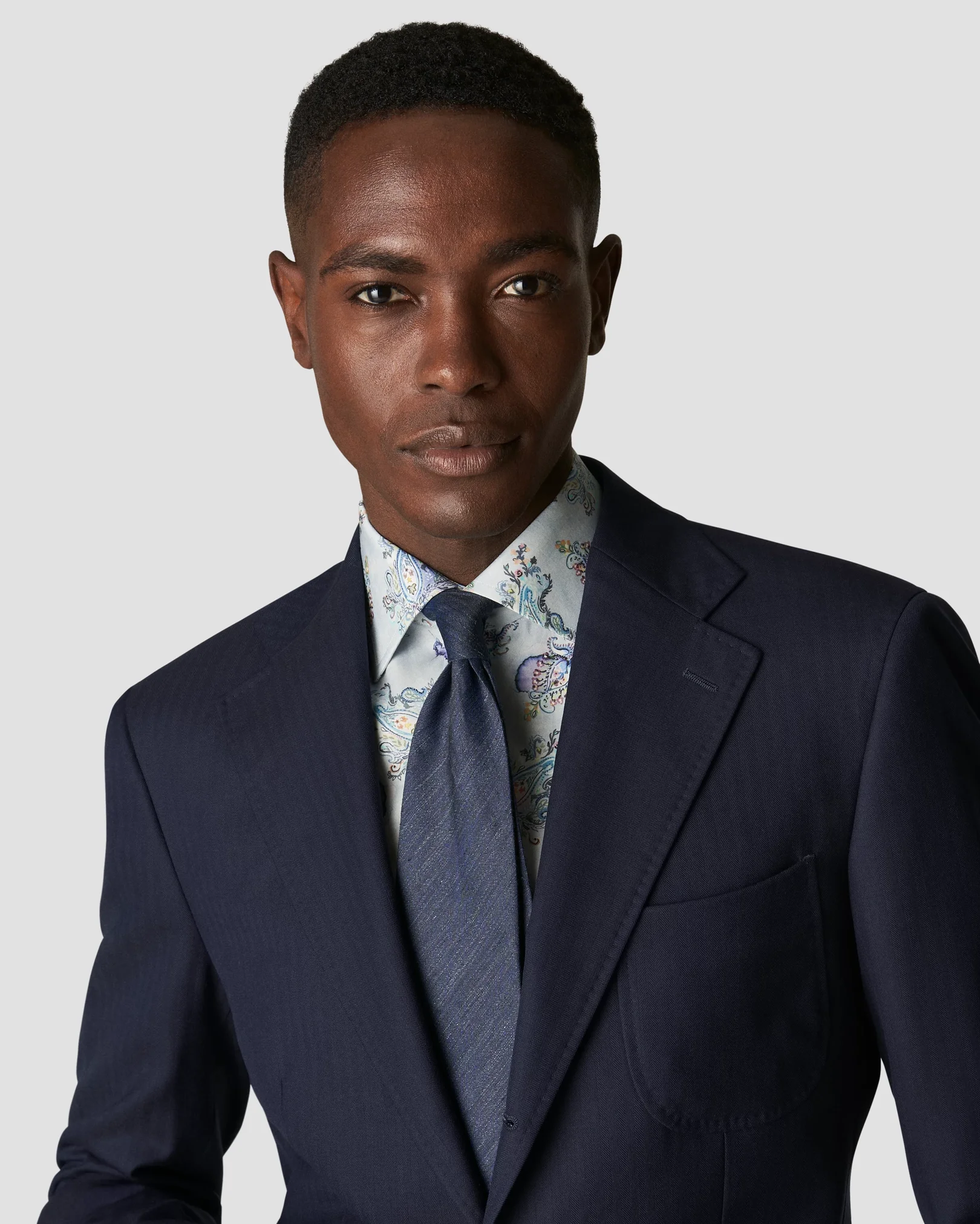 Eton - light blue fine twill paisley print