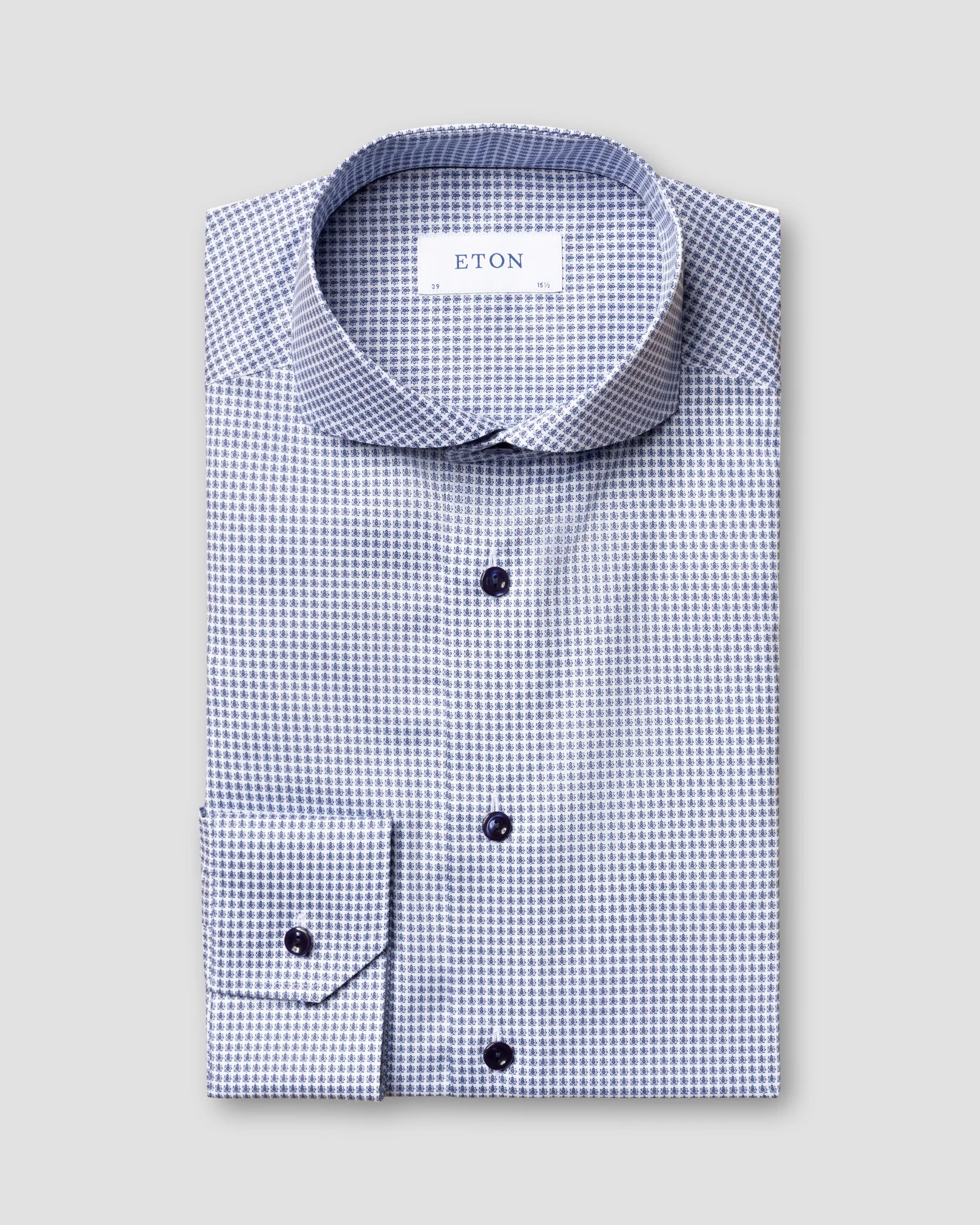 Eton - blue micro flower extreme cut away shirt