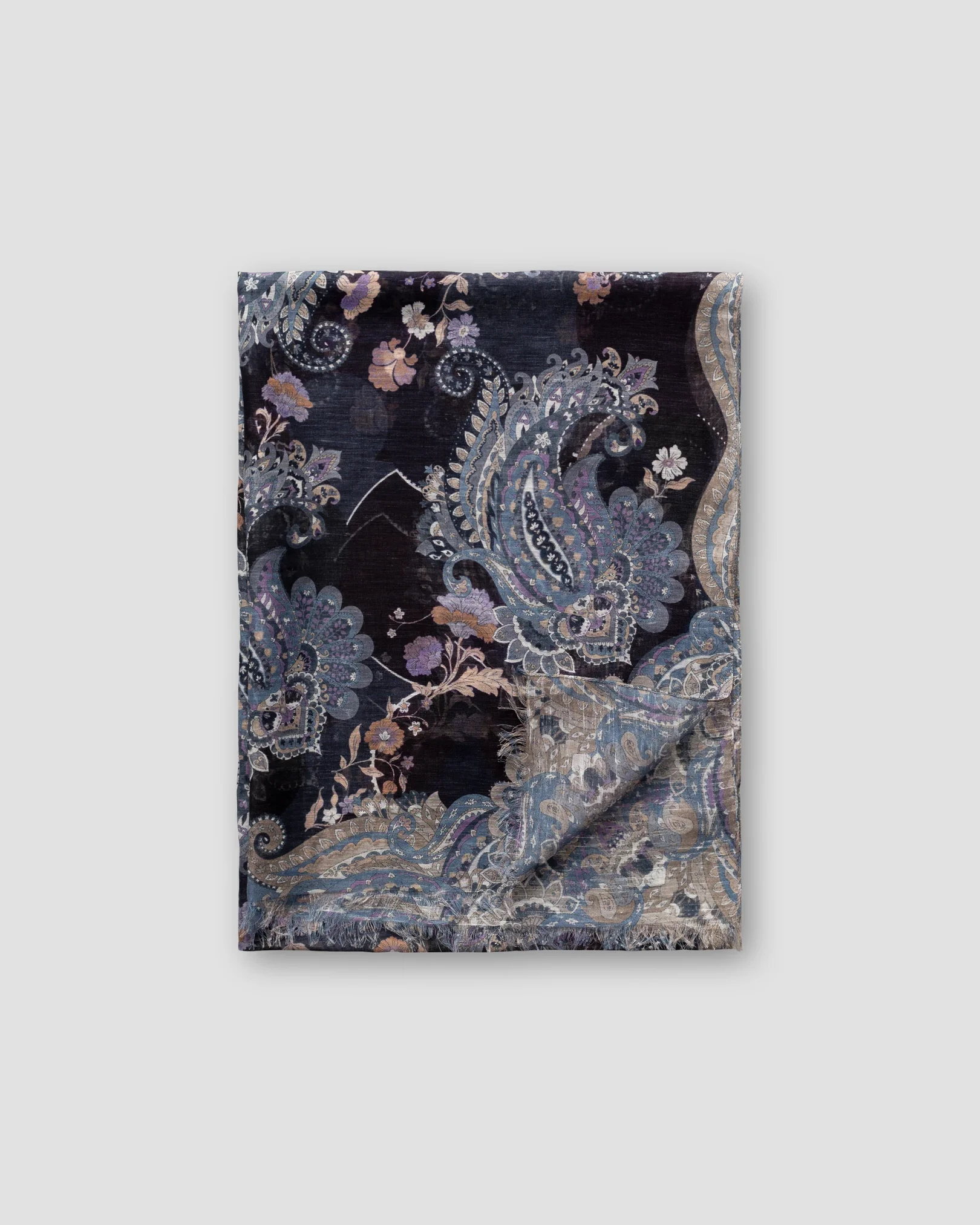 Eton - indigo paisley cotton linen scarf