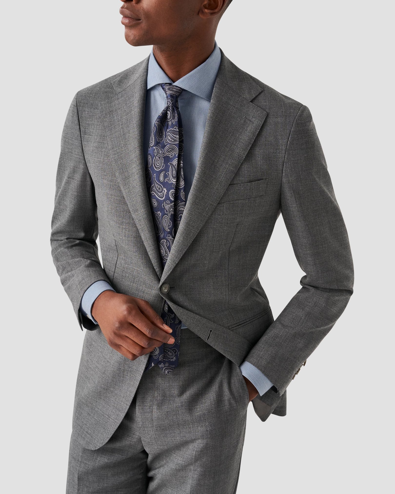 Eton - light blue melange signature twill