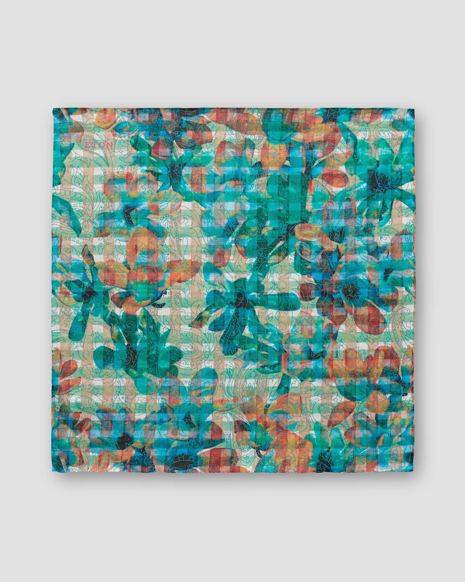 Eton - green blue linen pocket square