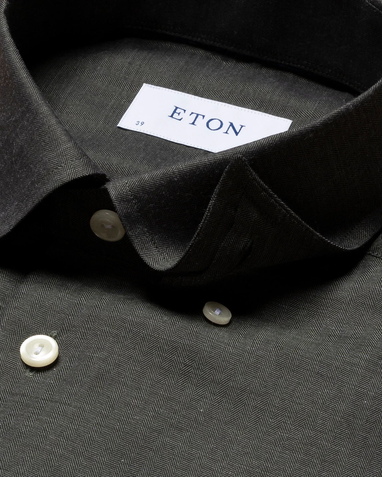 Eton - green herringbone flannel shirt