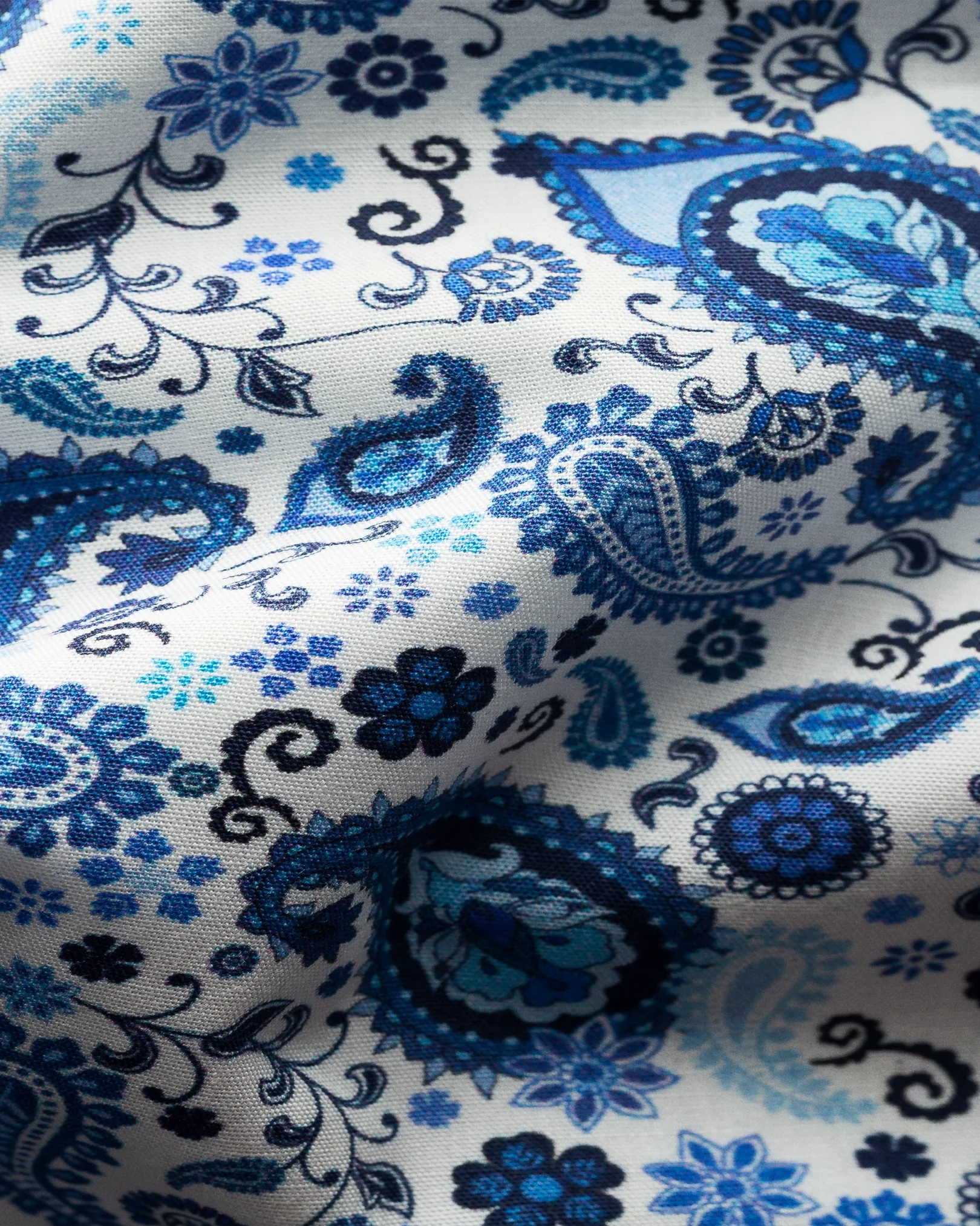 Eton - blue paisley poplin shirt