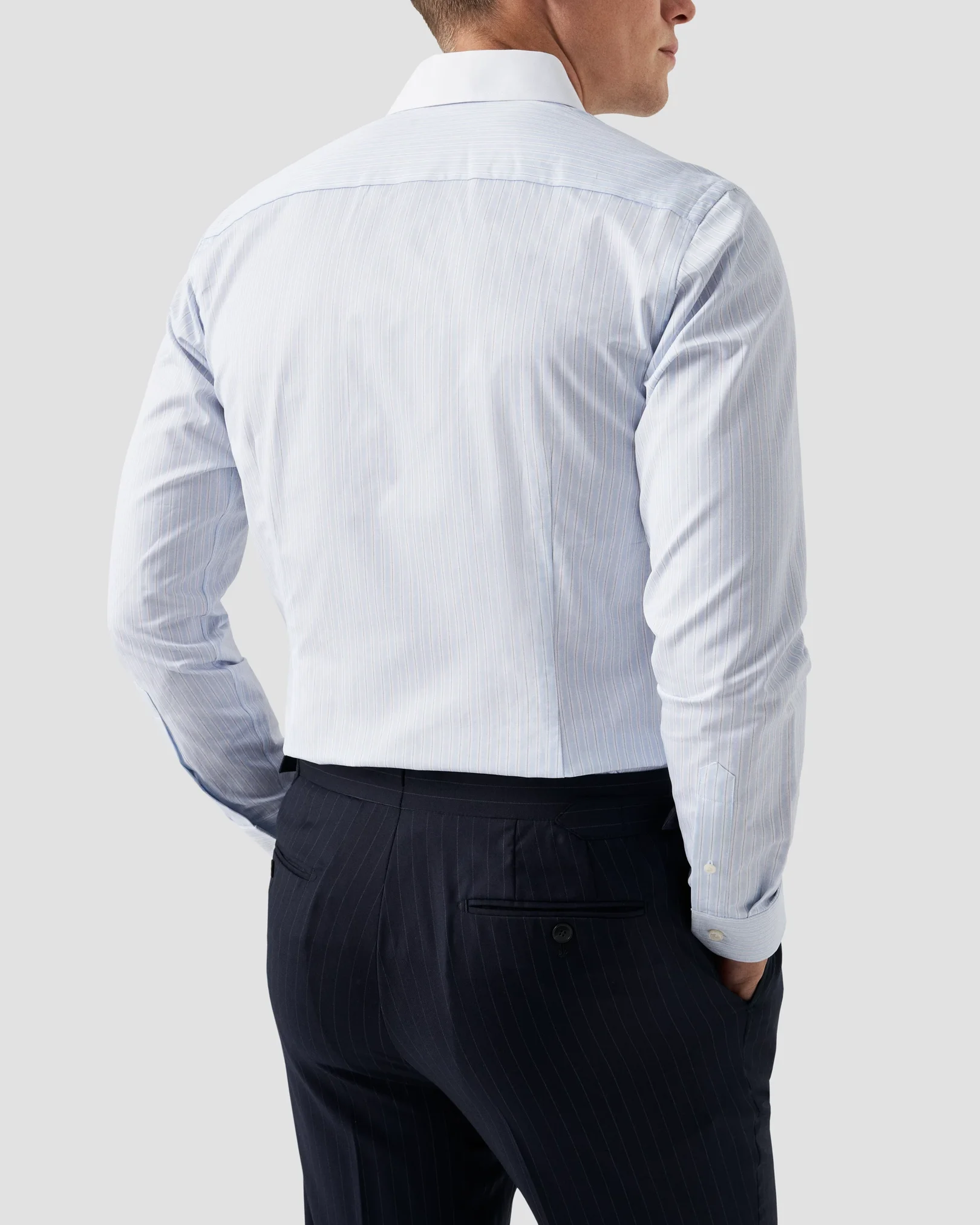 Eton - light blue striped signature twill shirt