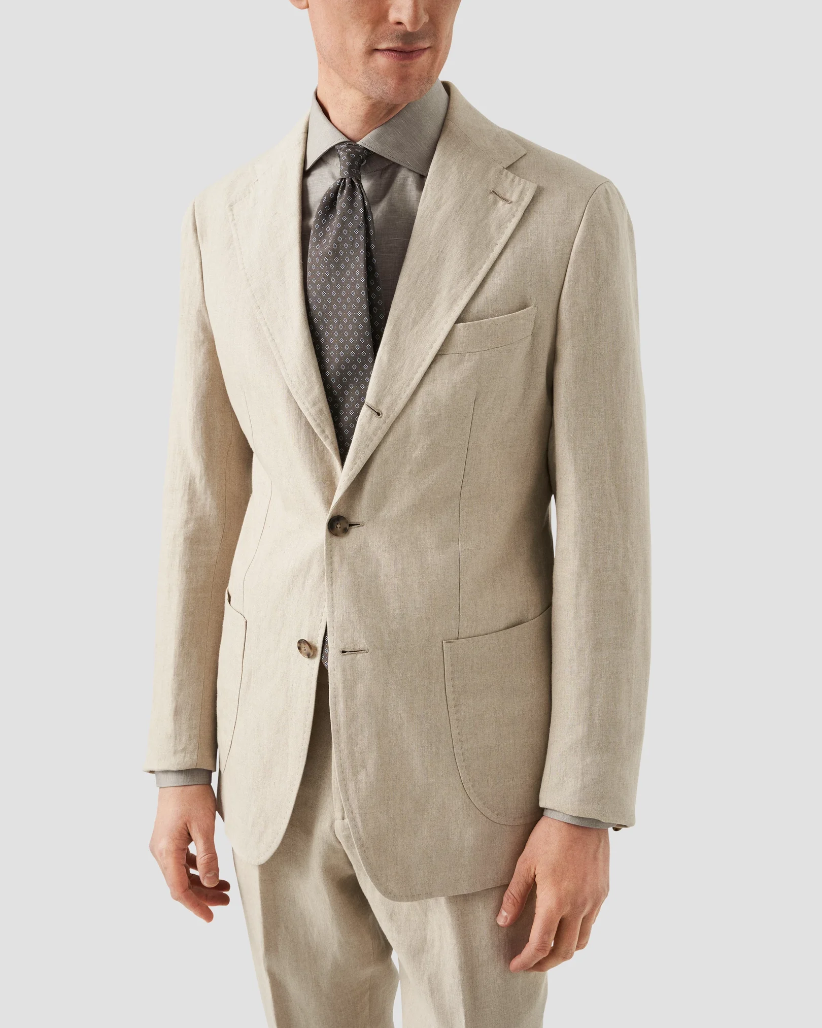 Eton - solid dark green cotton linen shirt