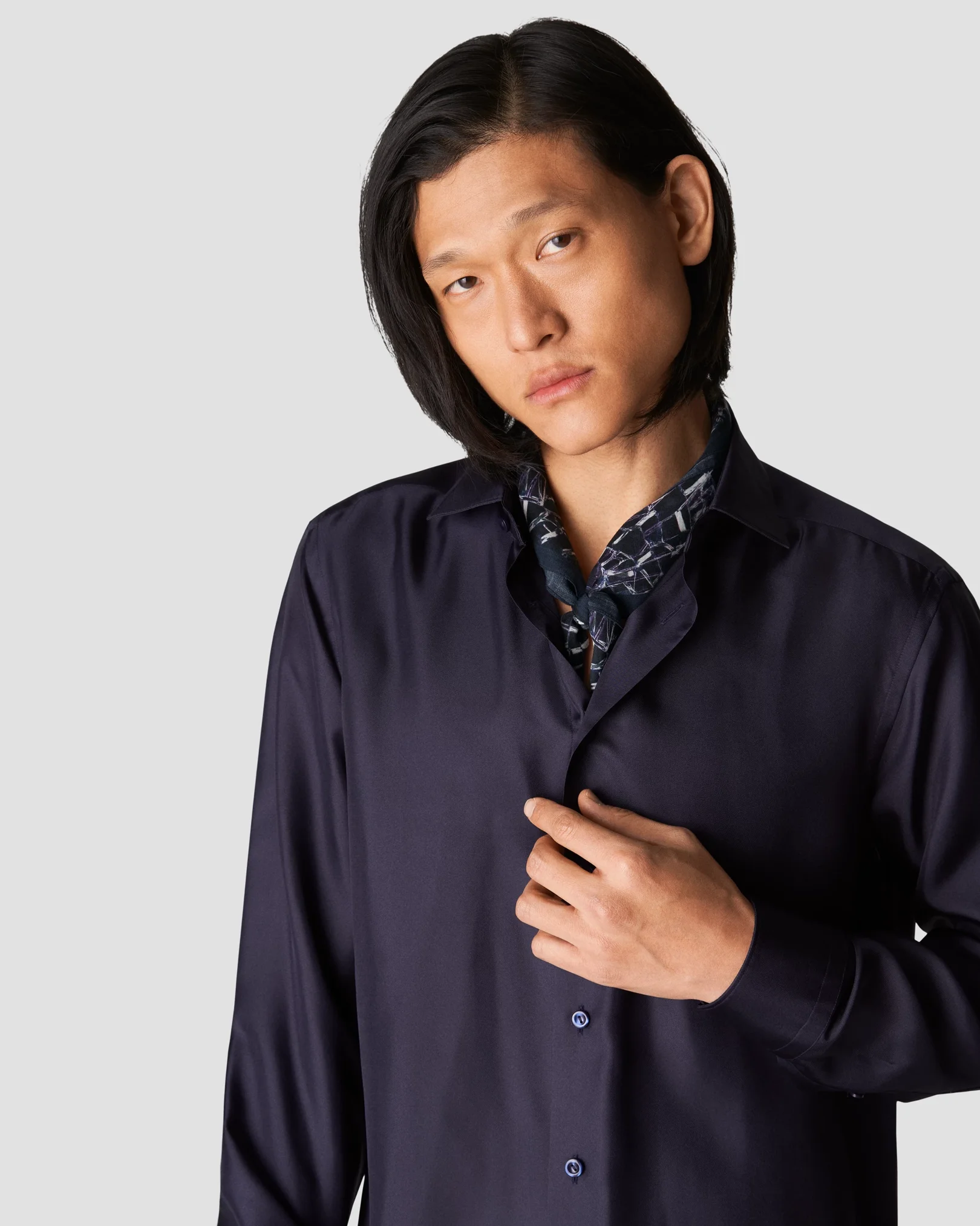Eton - dark blue silk shirt