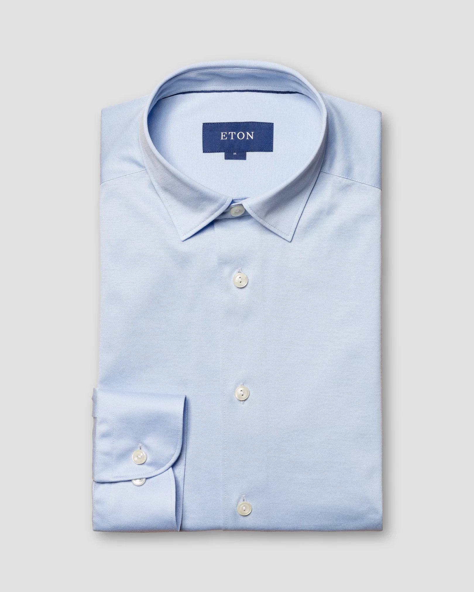 Eton - light blue jersey pointed single rounded slim jersey